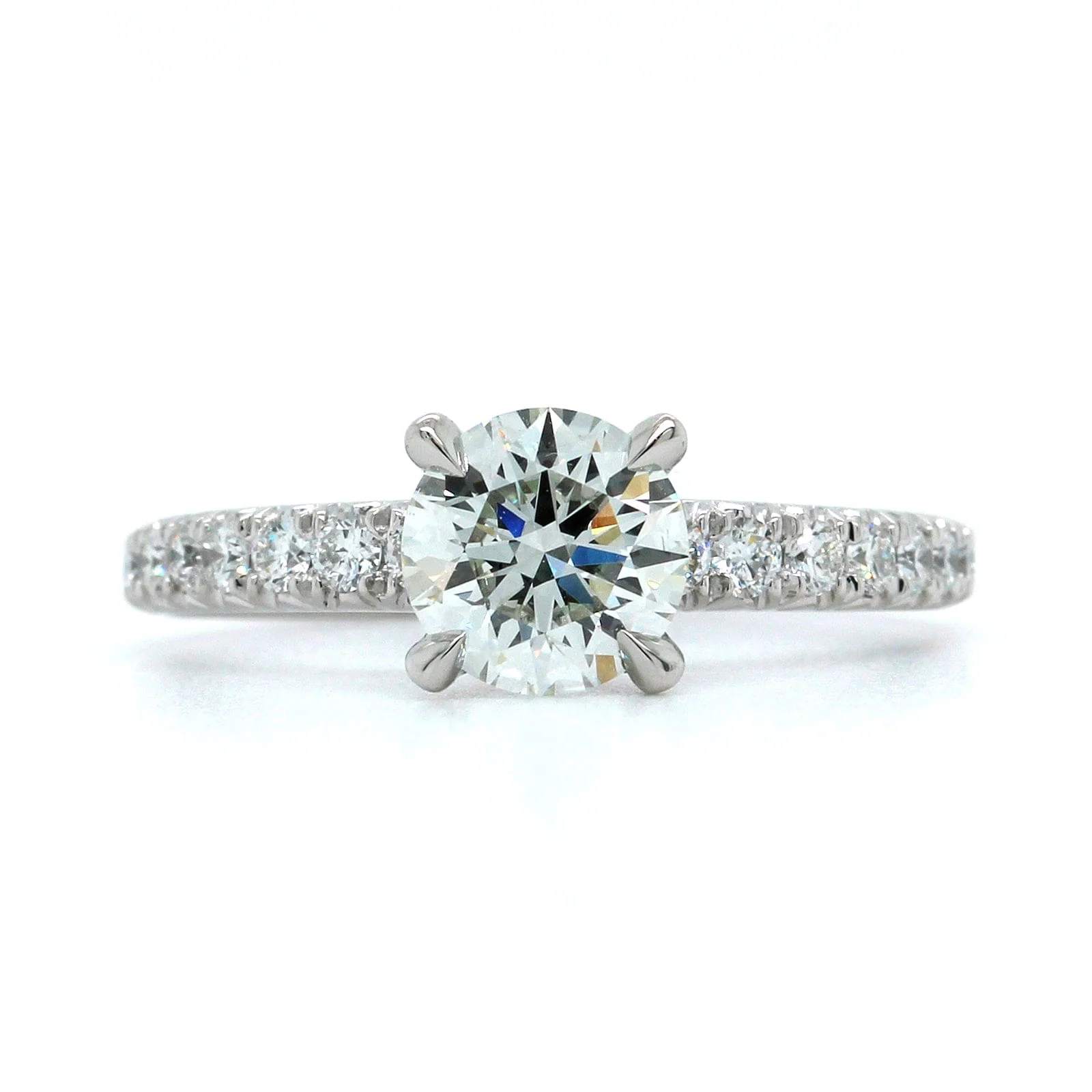 Platinum Round Diamond with Hidden Halo Engagement Ring
