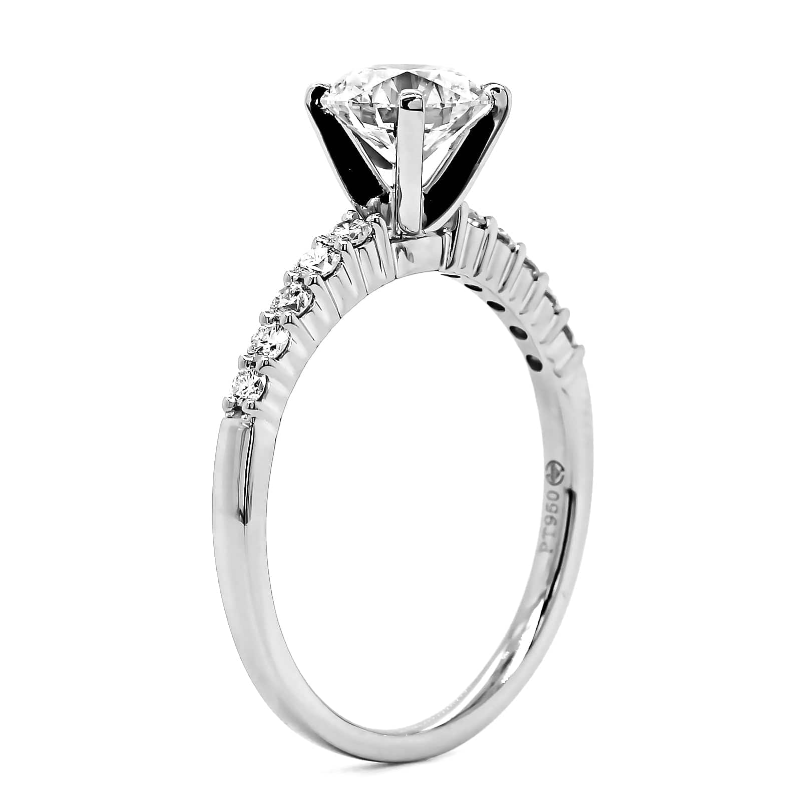 Platinum 4 Prong Round Diamond Engagement Ring - Image 2
