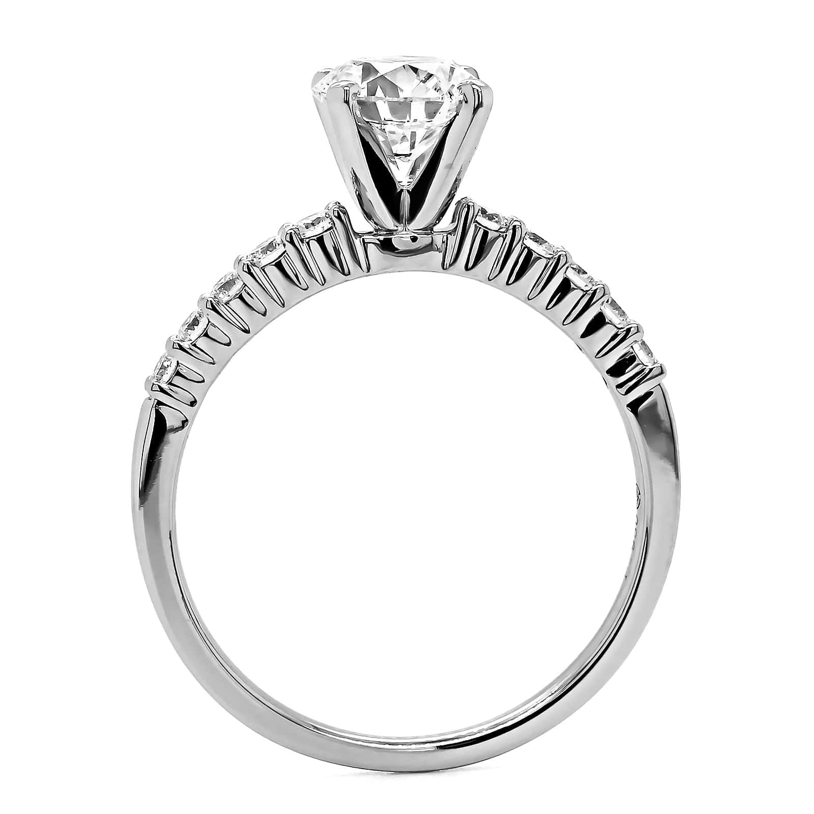 Platinum 4 Prong Round Diamond Engagement Ring - Image 3