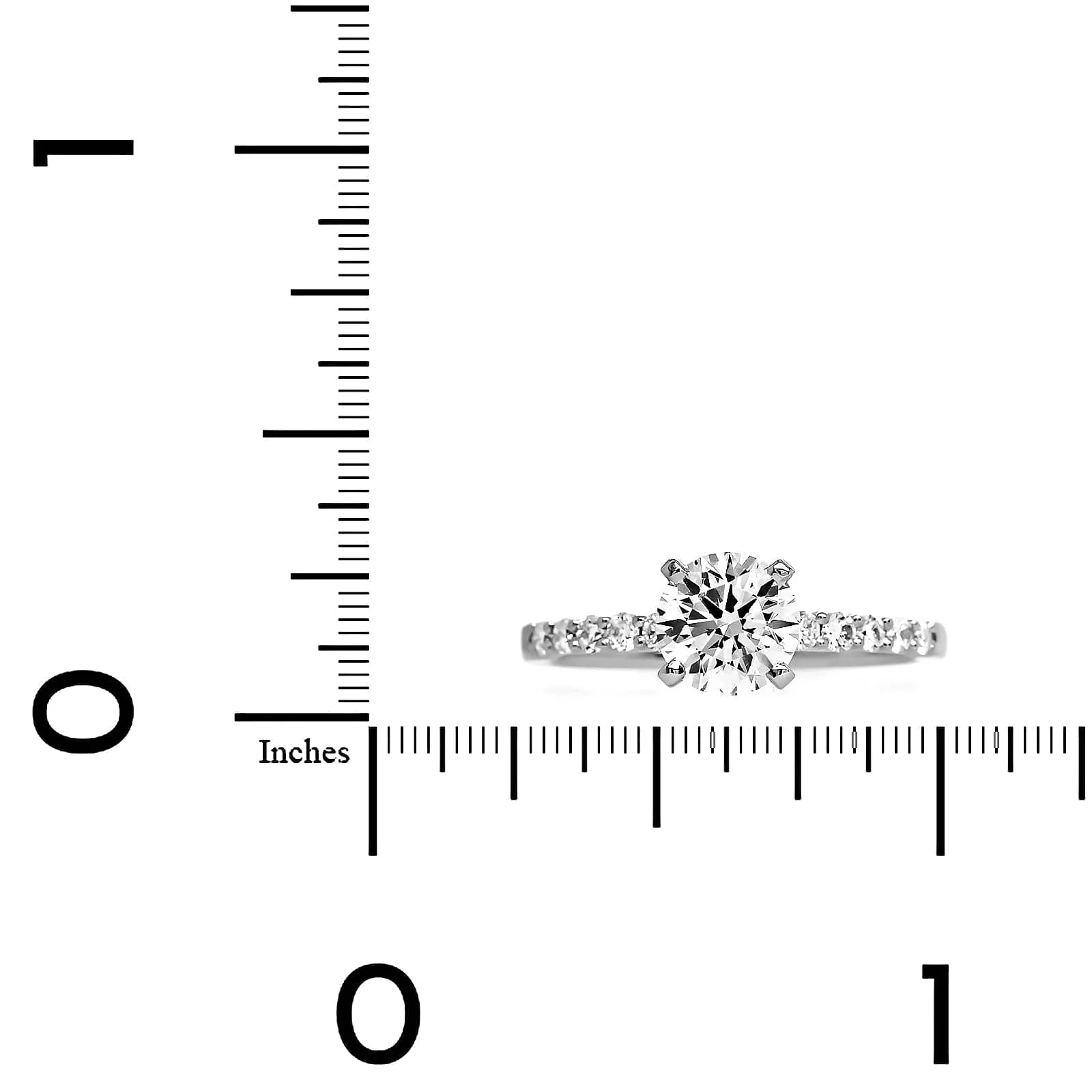 Platinum 4 Prong Round Diamond Engagement Ring - Image 4