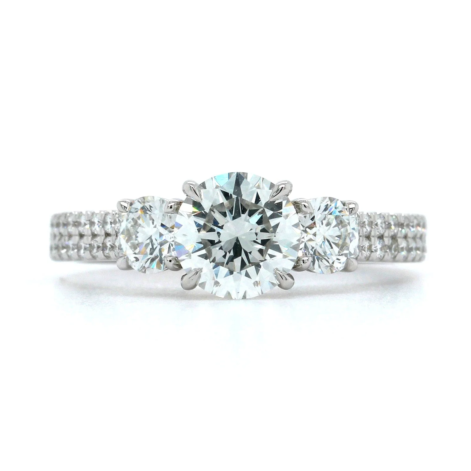 18K White Gold 3 Stone Diamond Engagement Ring