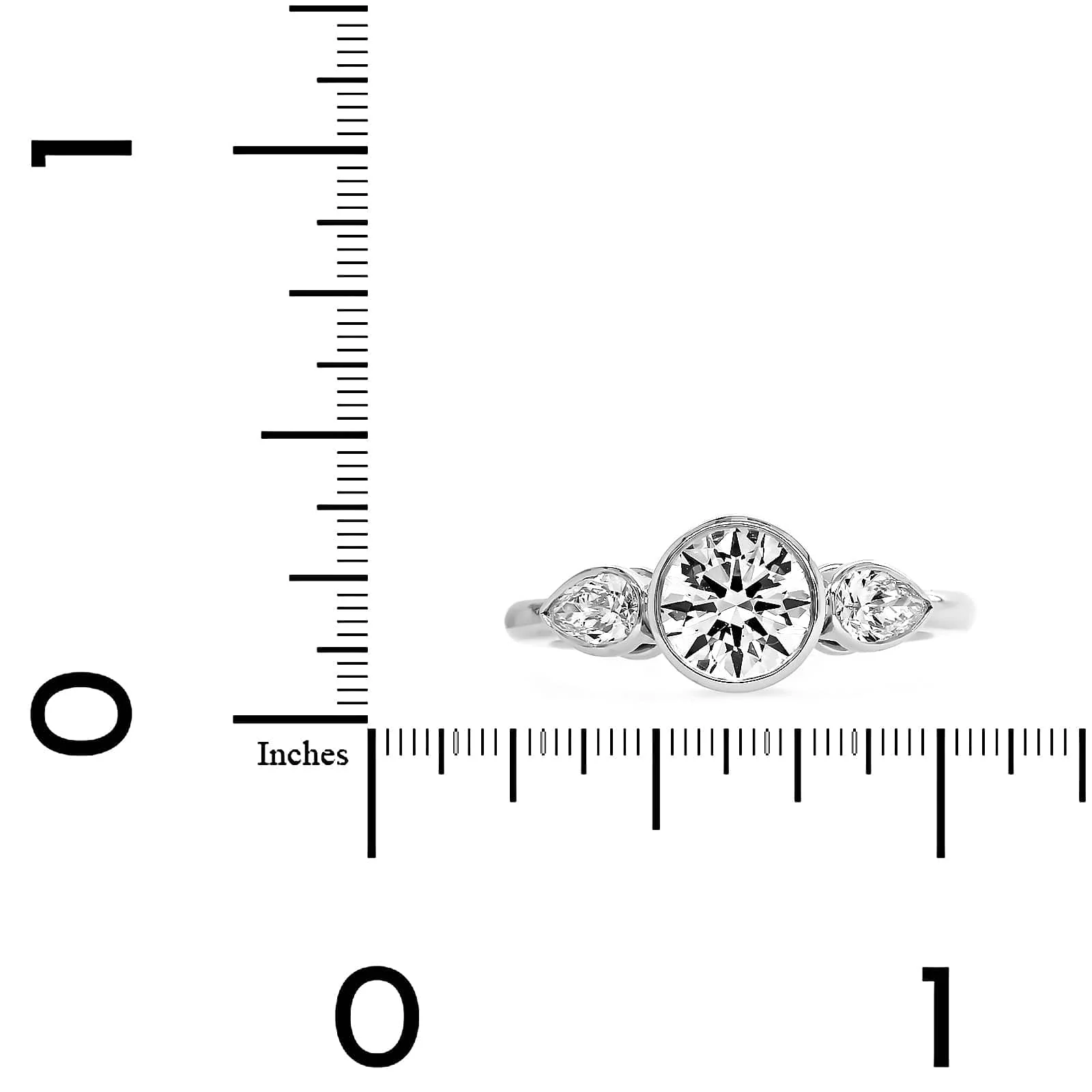Platinum Round Diamond 3 Stone Engagement Ring - Image 4