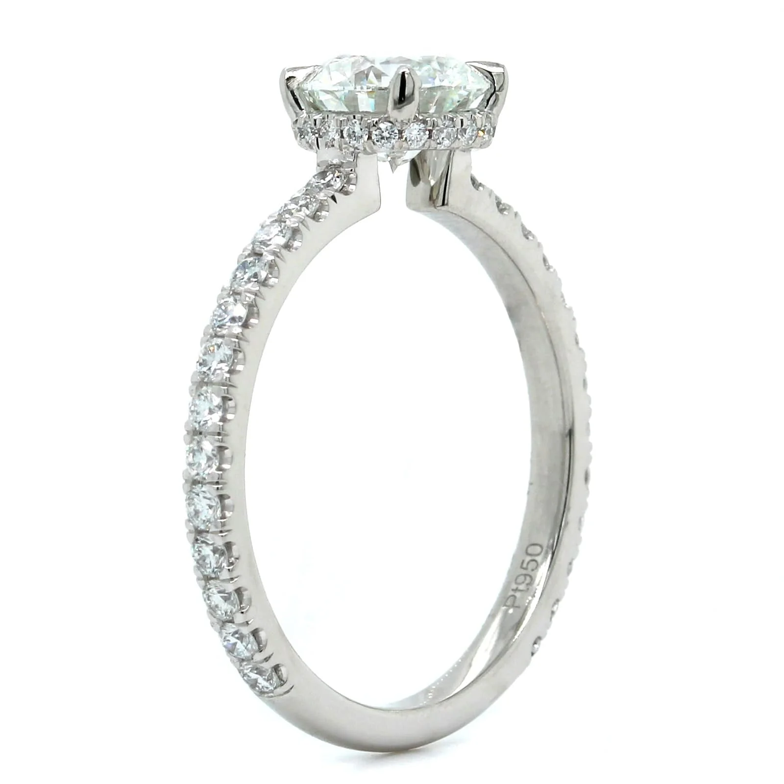 Platinum Round Cut Diamond with Hidden Halo Engagement Ring - Image 2