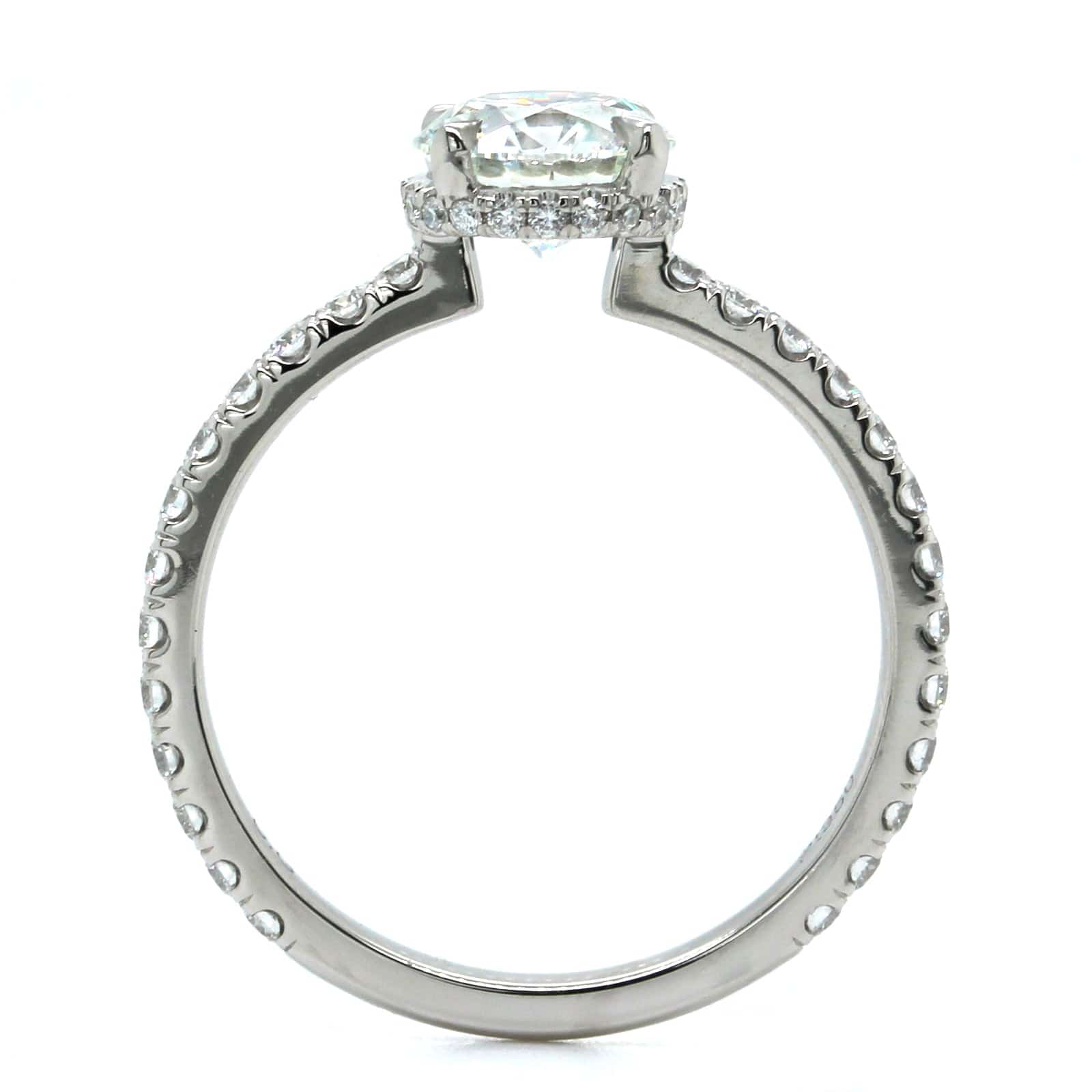 Platinum Round Cut Diamond with Hidden Halo Engagement Ring - Image 3