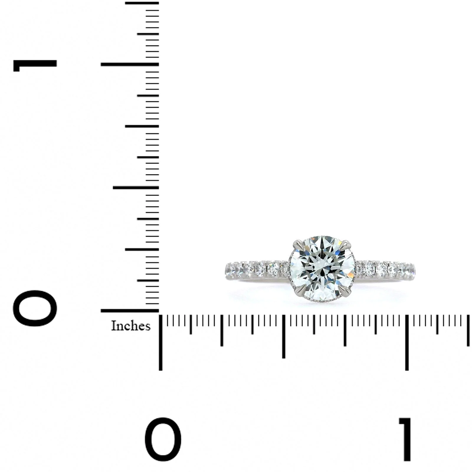 Platinum Round Cut Diamond with Hidden Halo Engagement Ring - Image 4