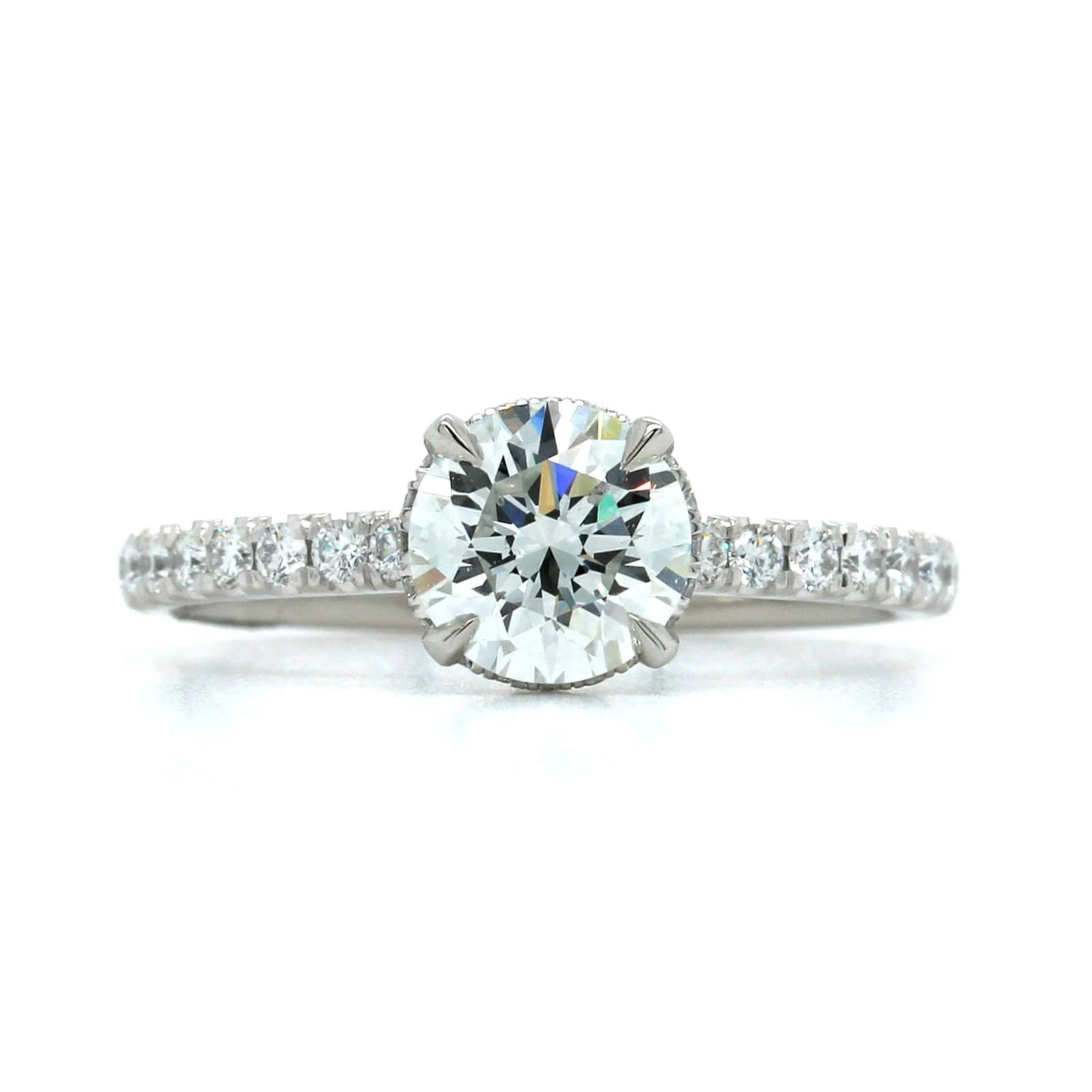 Platinum Round Cut Diamond with Hidden Halo Engagement Ring - Image 5