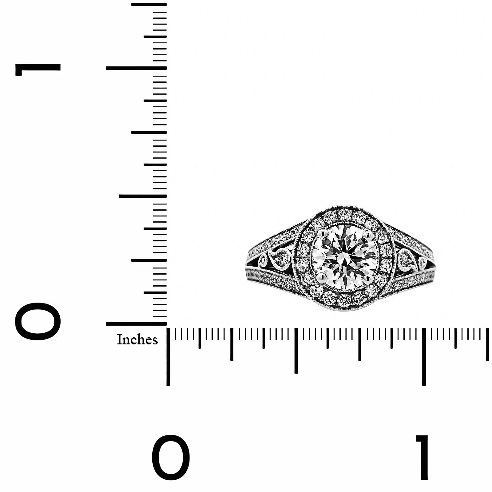 18K White Gold Round Diamond Halo Engagement Ring - Image 4