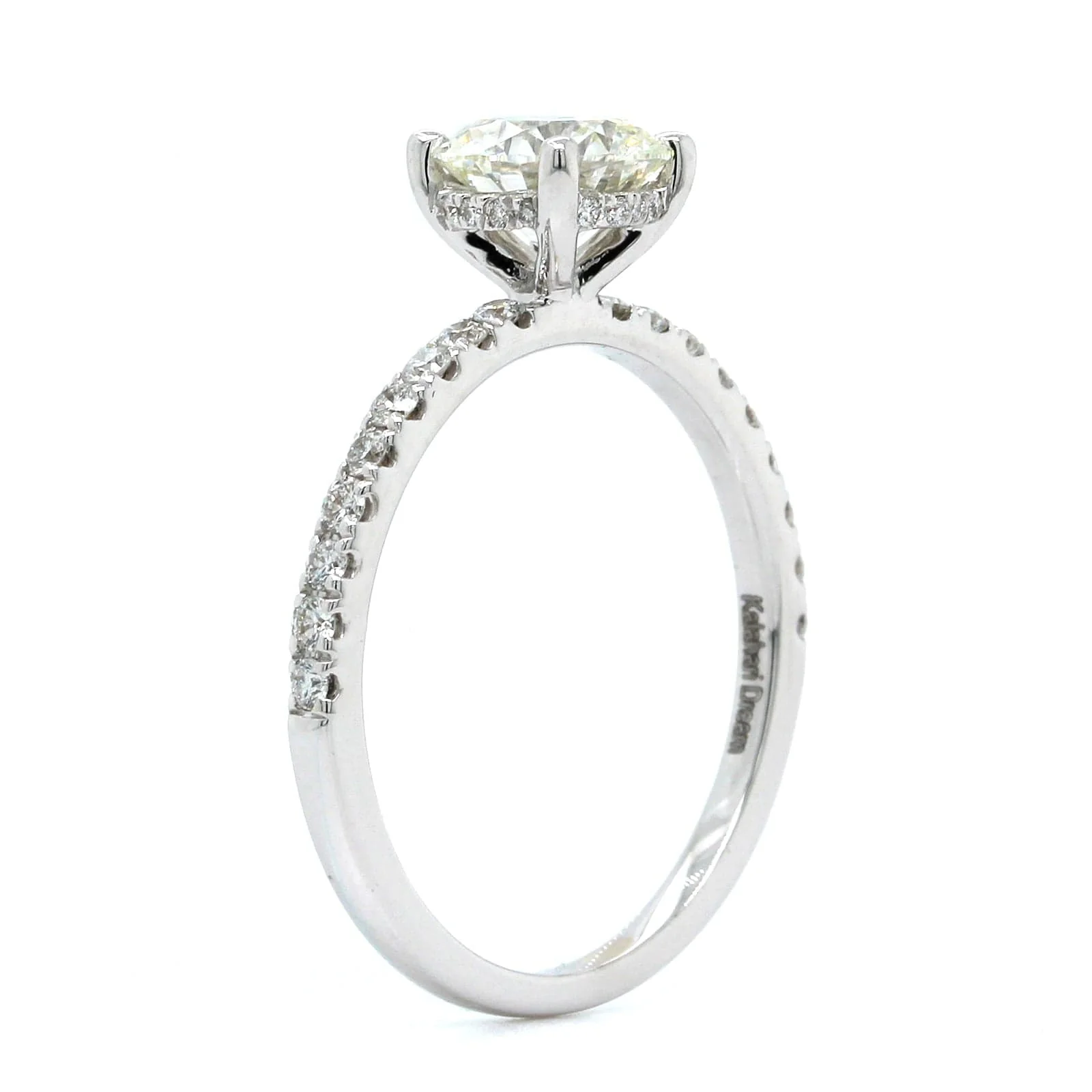 18K White Gold Round Diamond with Hidden Halo Engagement Ring - Image 2