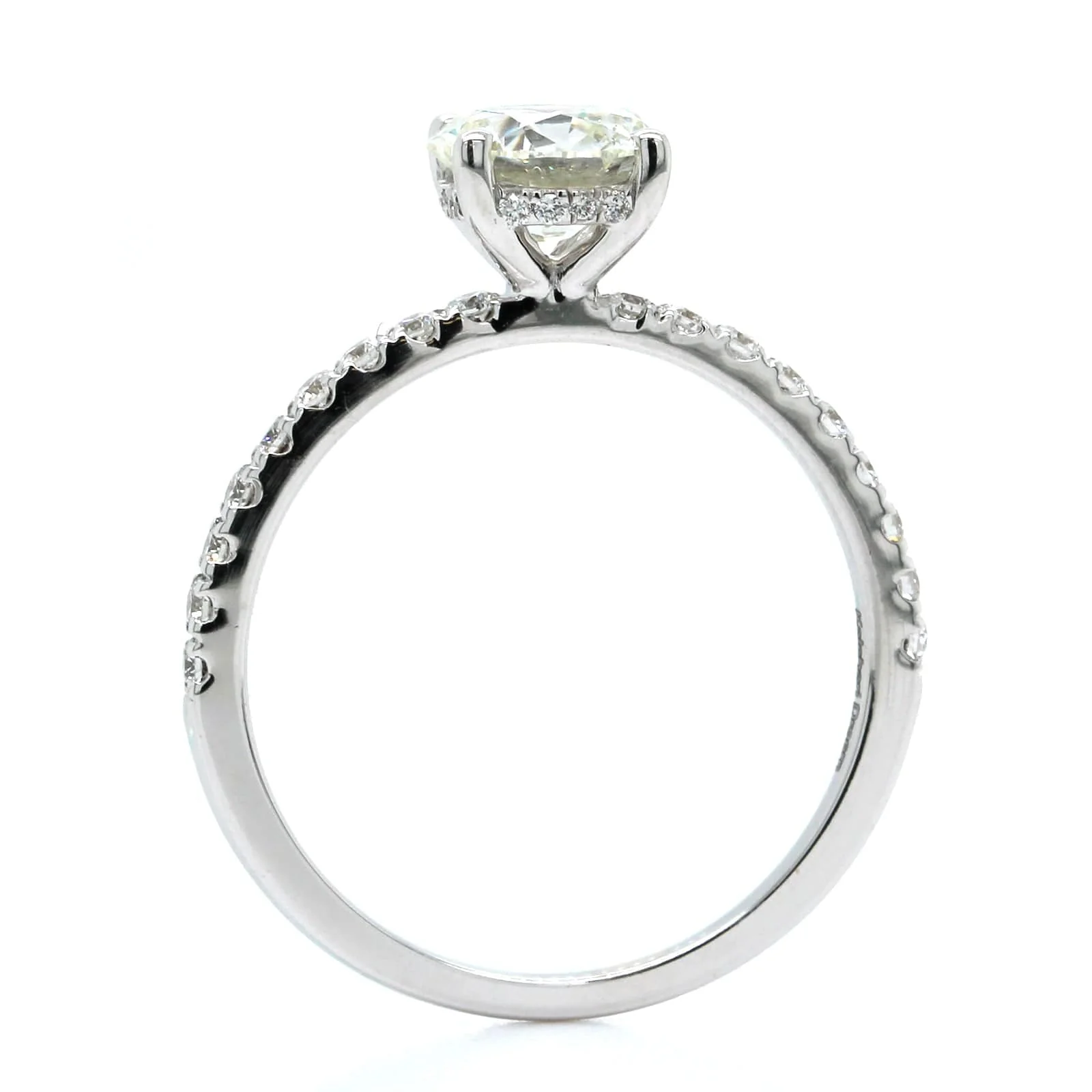 18K White Gold Round Diamond with Hidden Halo Engagement Ring - Image 3