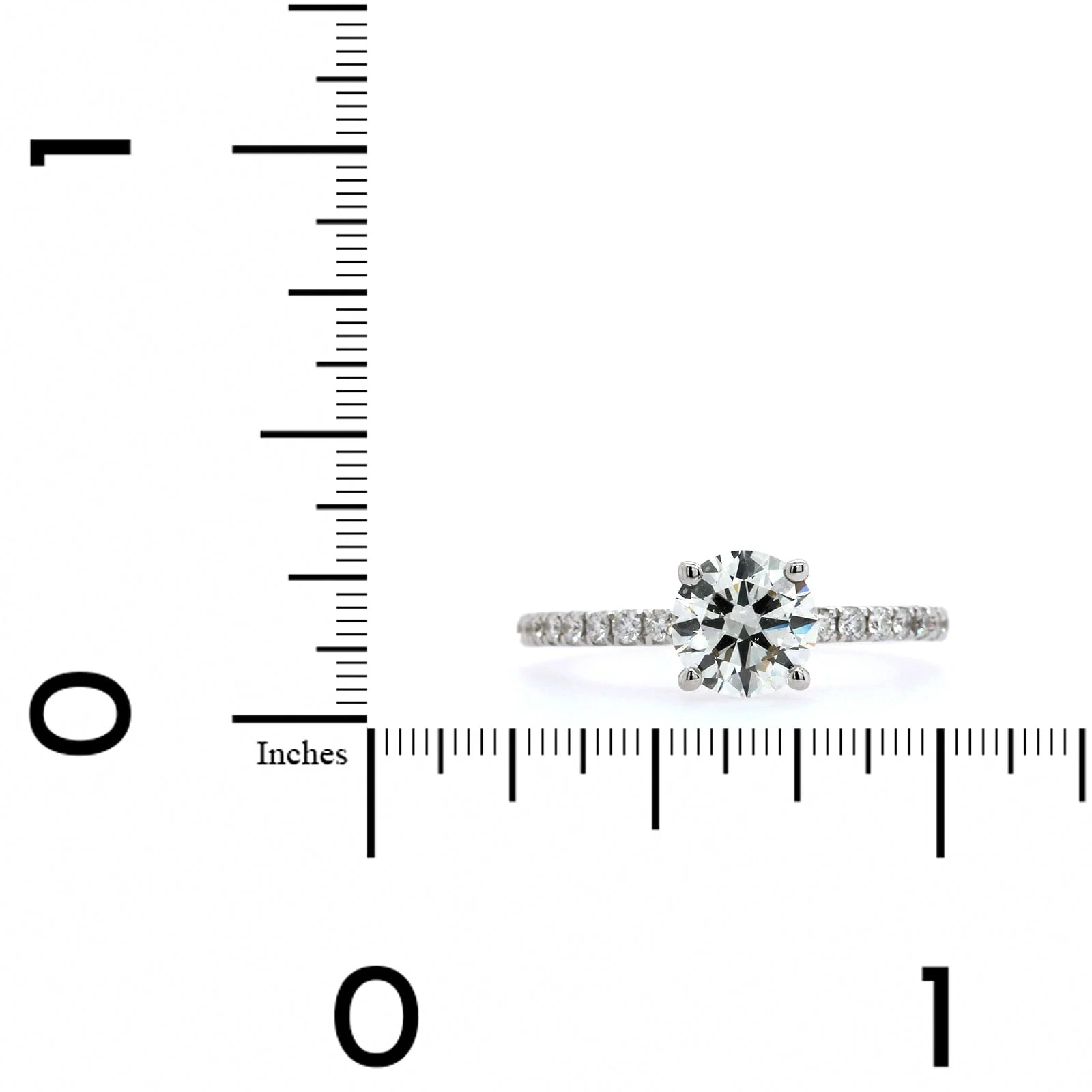 18K White Gold Round Diamond with Hidden Halo Engagement Ring - Image 4