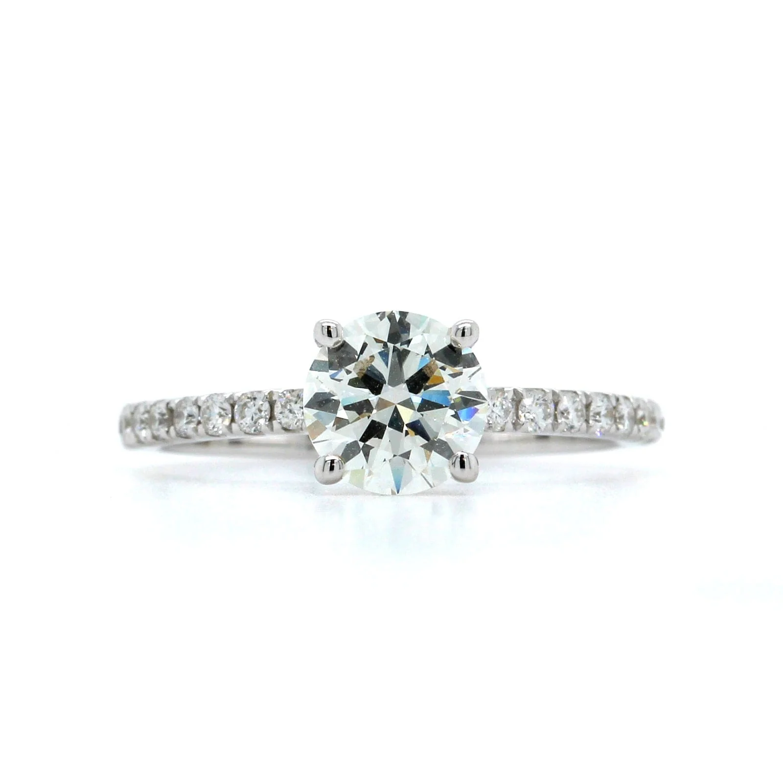 18K White Gold Round Diamond with Hidden Halo Engagement Ring - Image 5