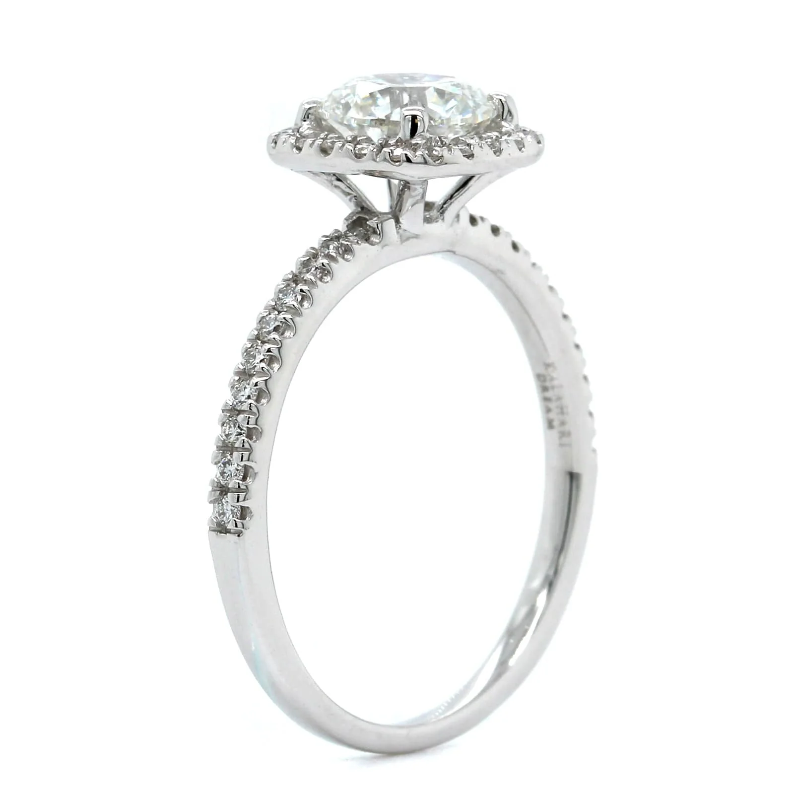 18K White Gold Round Diamond Halo Engagement Ring - Image 2