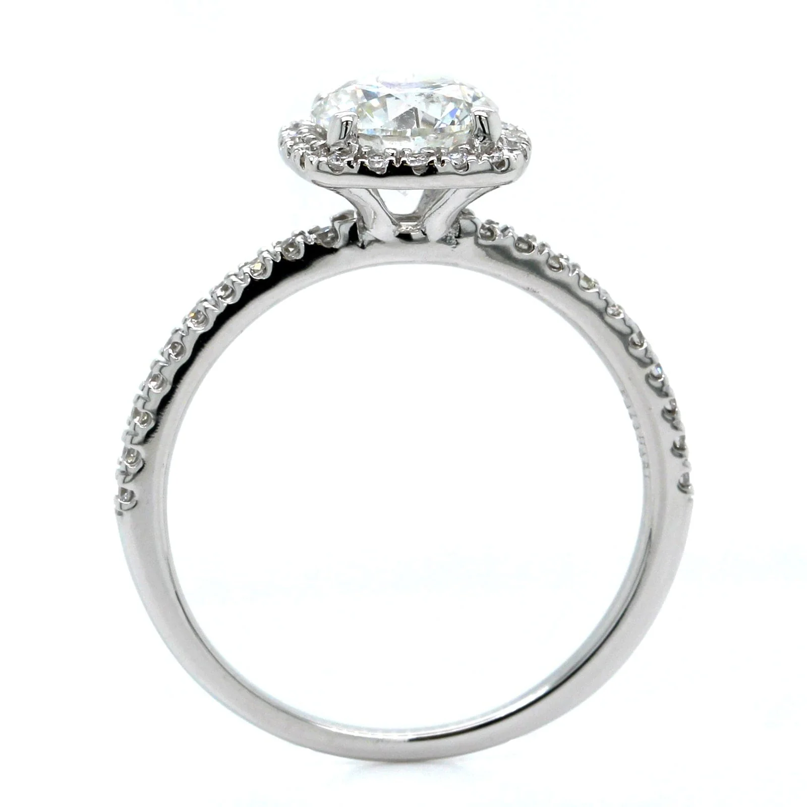 18K White Gold Round Diamond Halo Engagement Ring - Image 3