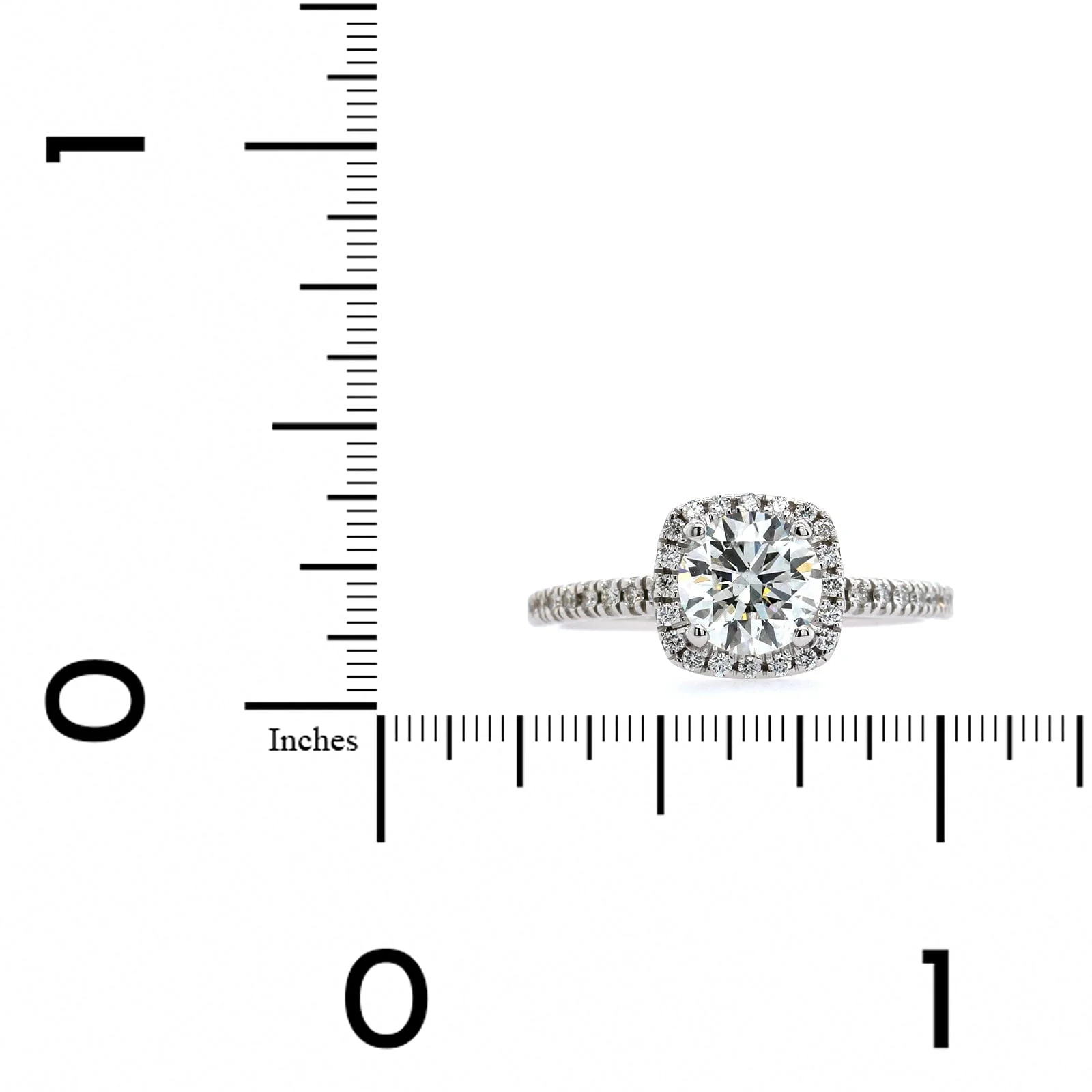 18K White Gold Round Diamond Halo Engagement Ring - Image 4