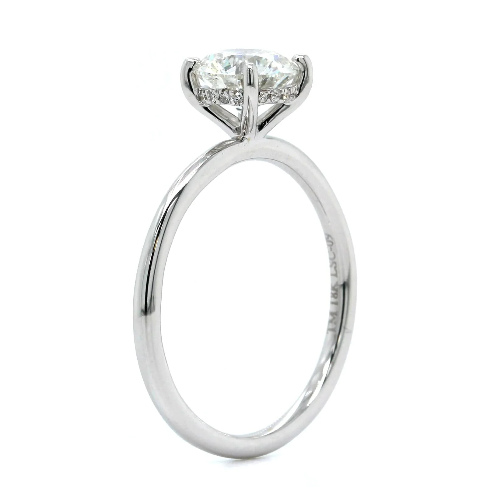 18K White Gold Round Diamond with Hidden Halo Engagement Ring - Image 2