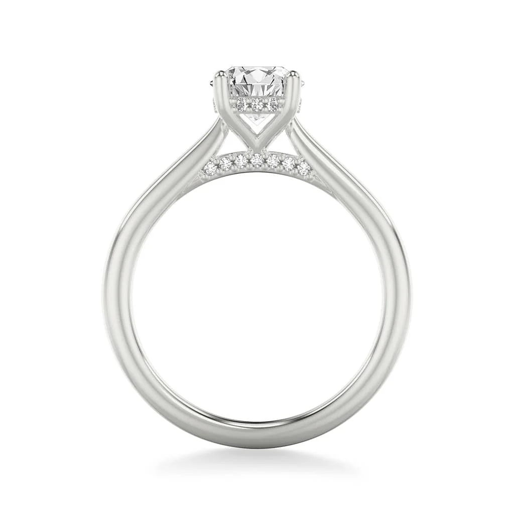 Platinum Round Diamond with Cathedral Mounting Engagement Ring - Image 2
