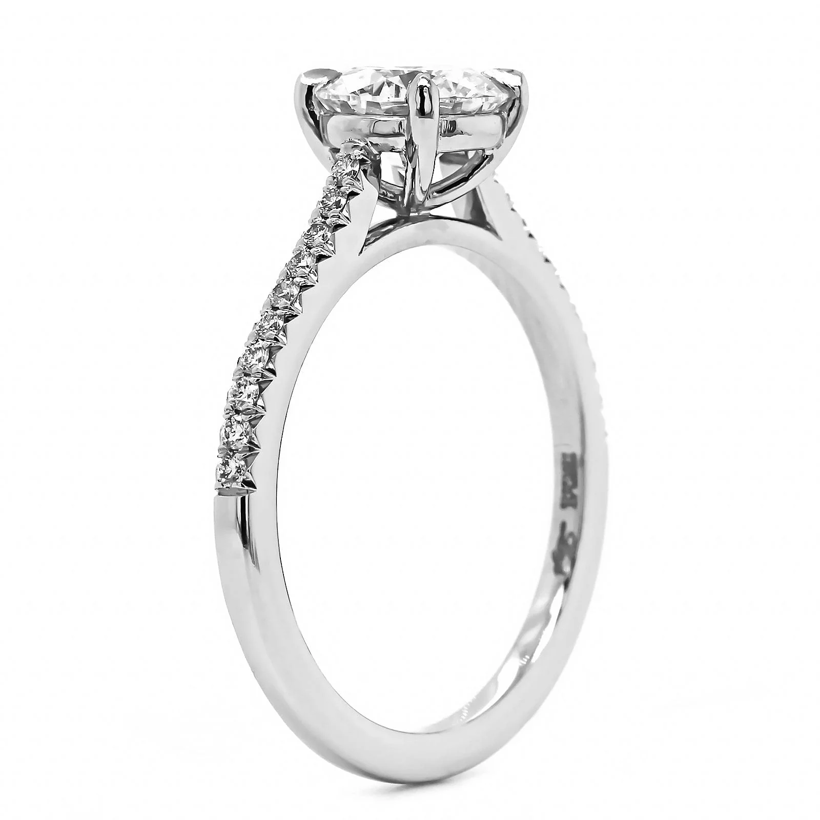 Platinum Round Cut Diamond Engagement Ring - Image 2