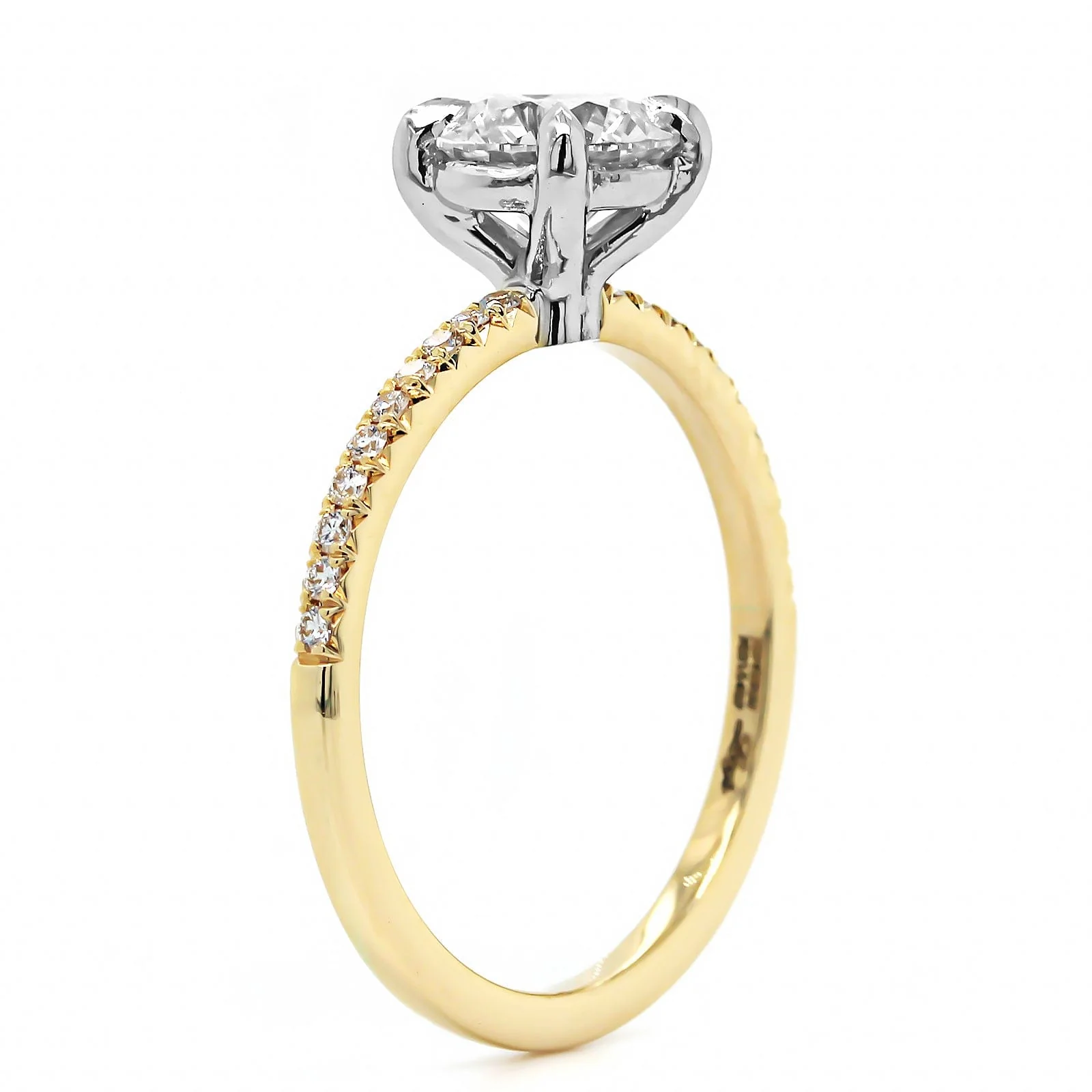 18K Yellow Gold & Platinum Round Cut Diamond Engagement Ring - Image 2