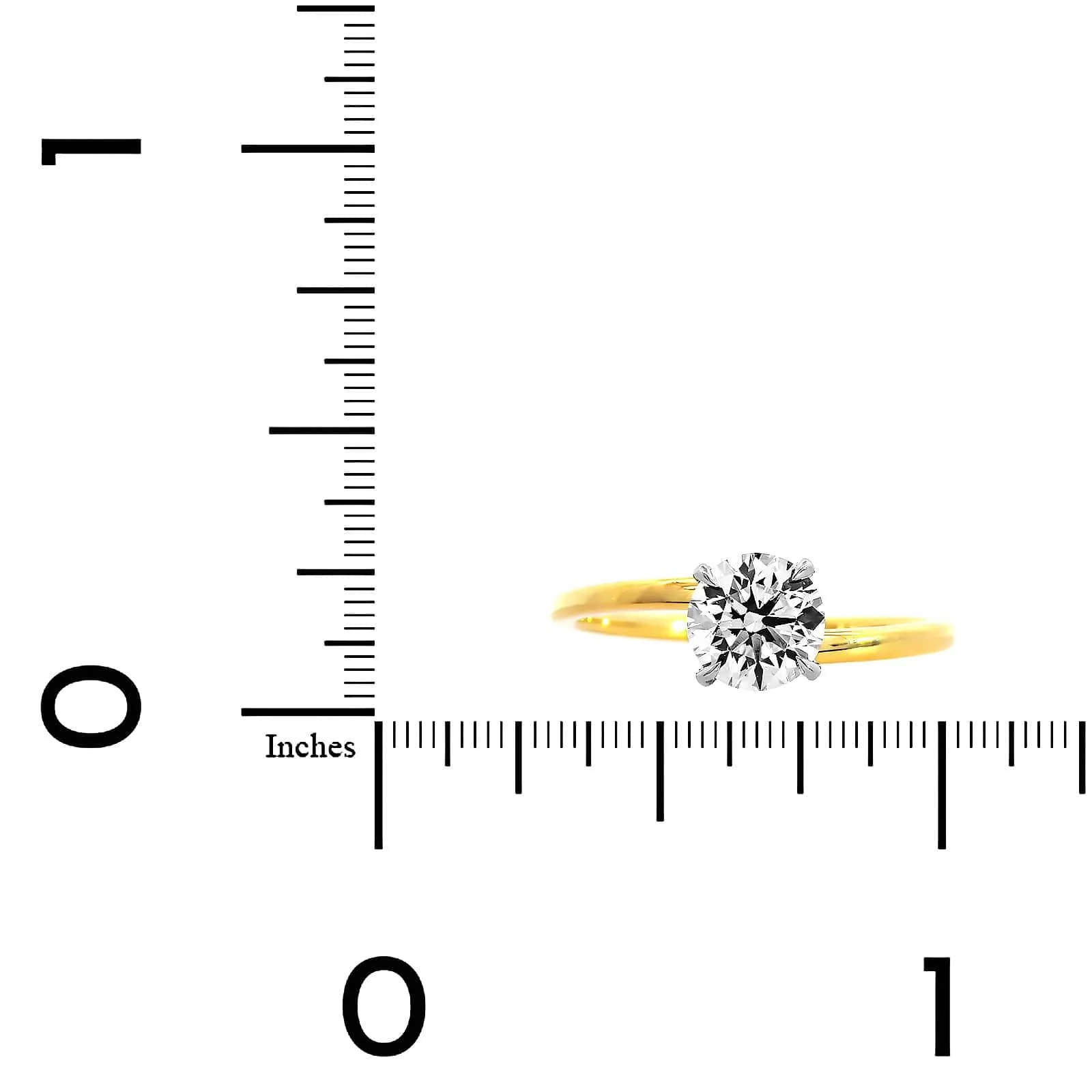 18K Yellow Gold Round Diamond Engagement Ring - Image 4