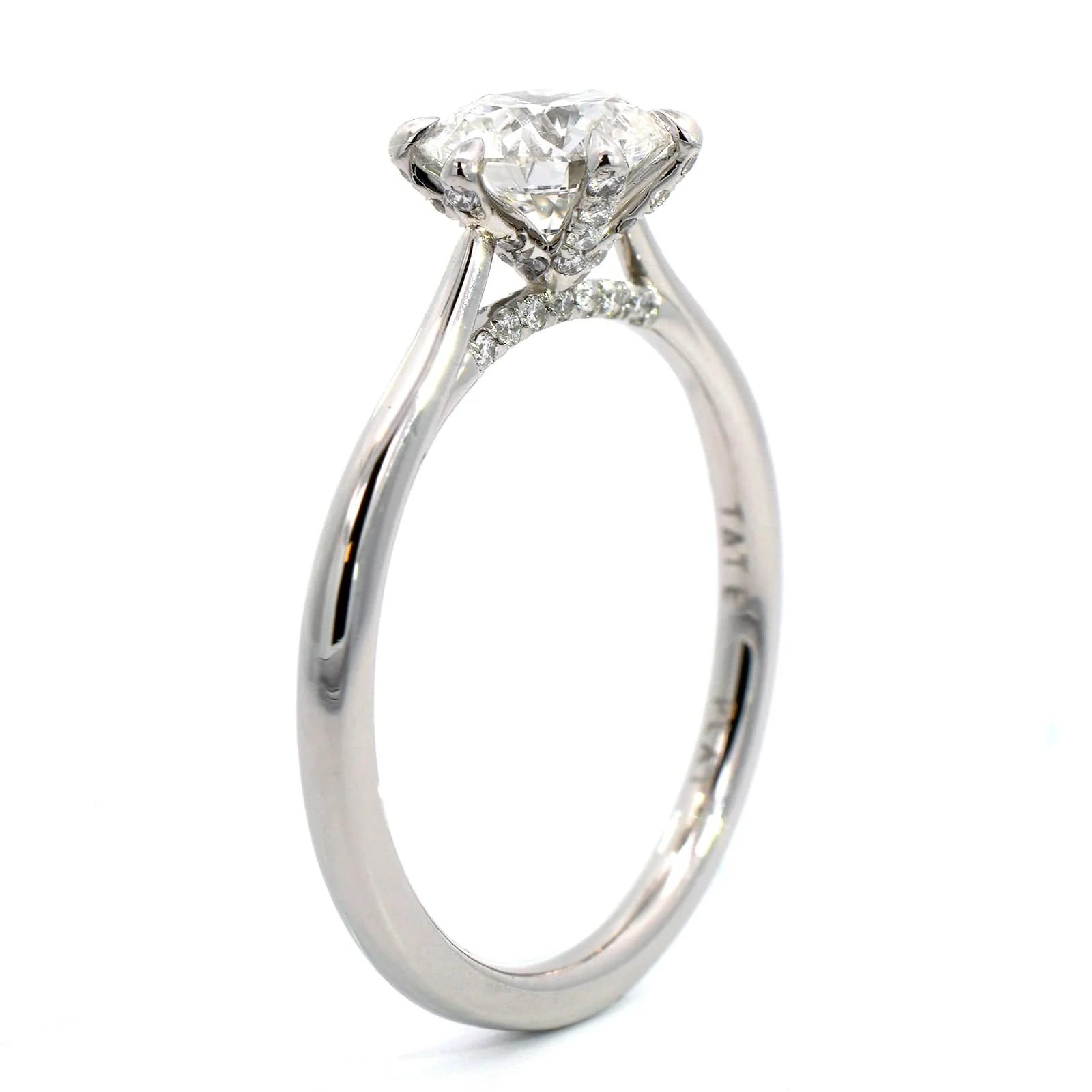 Platinum Round Cut Diamond Engagement Ring - Image 2