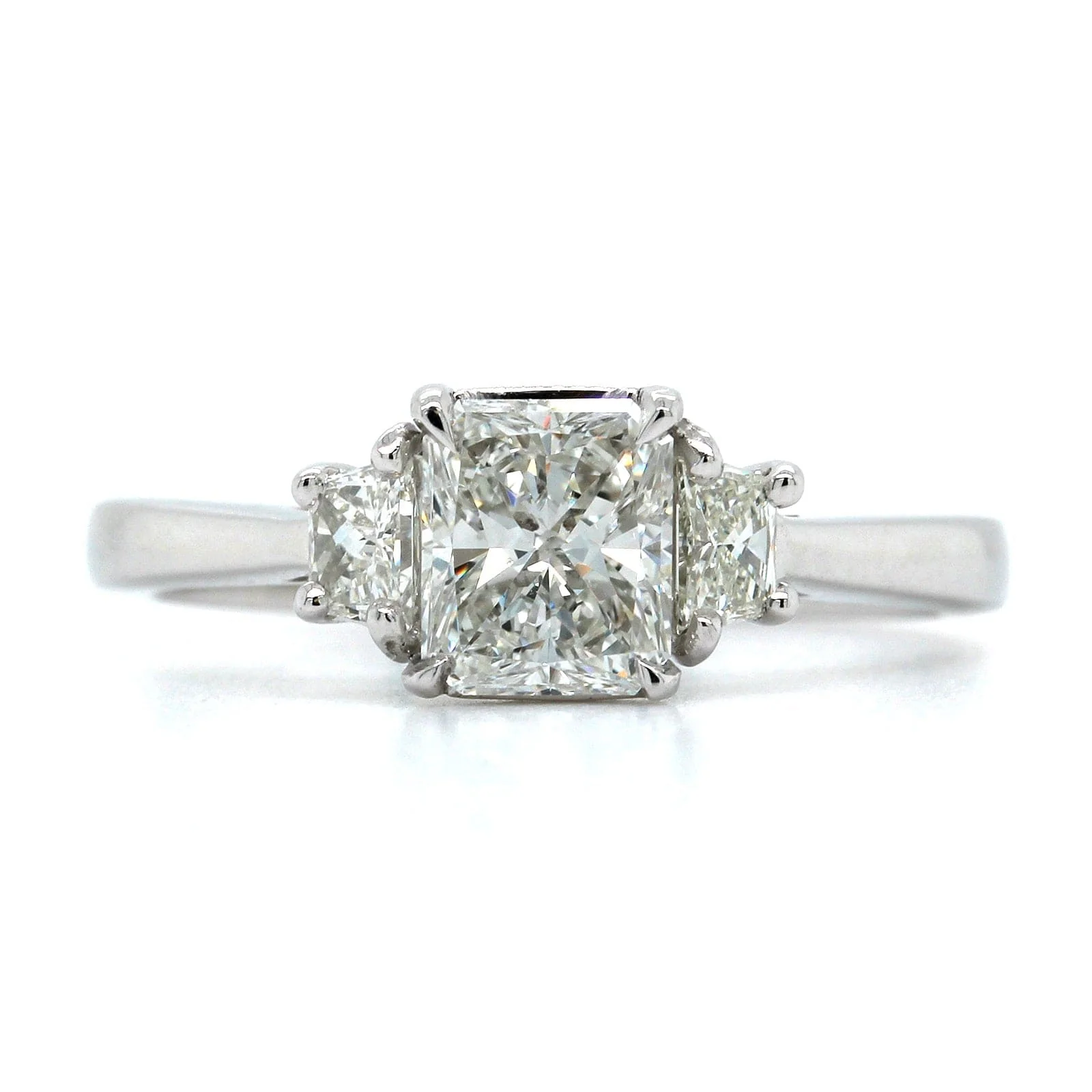 Platinum Radiant Cut Diamond 3 Stone Engagement Ring