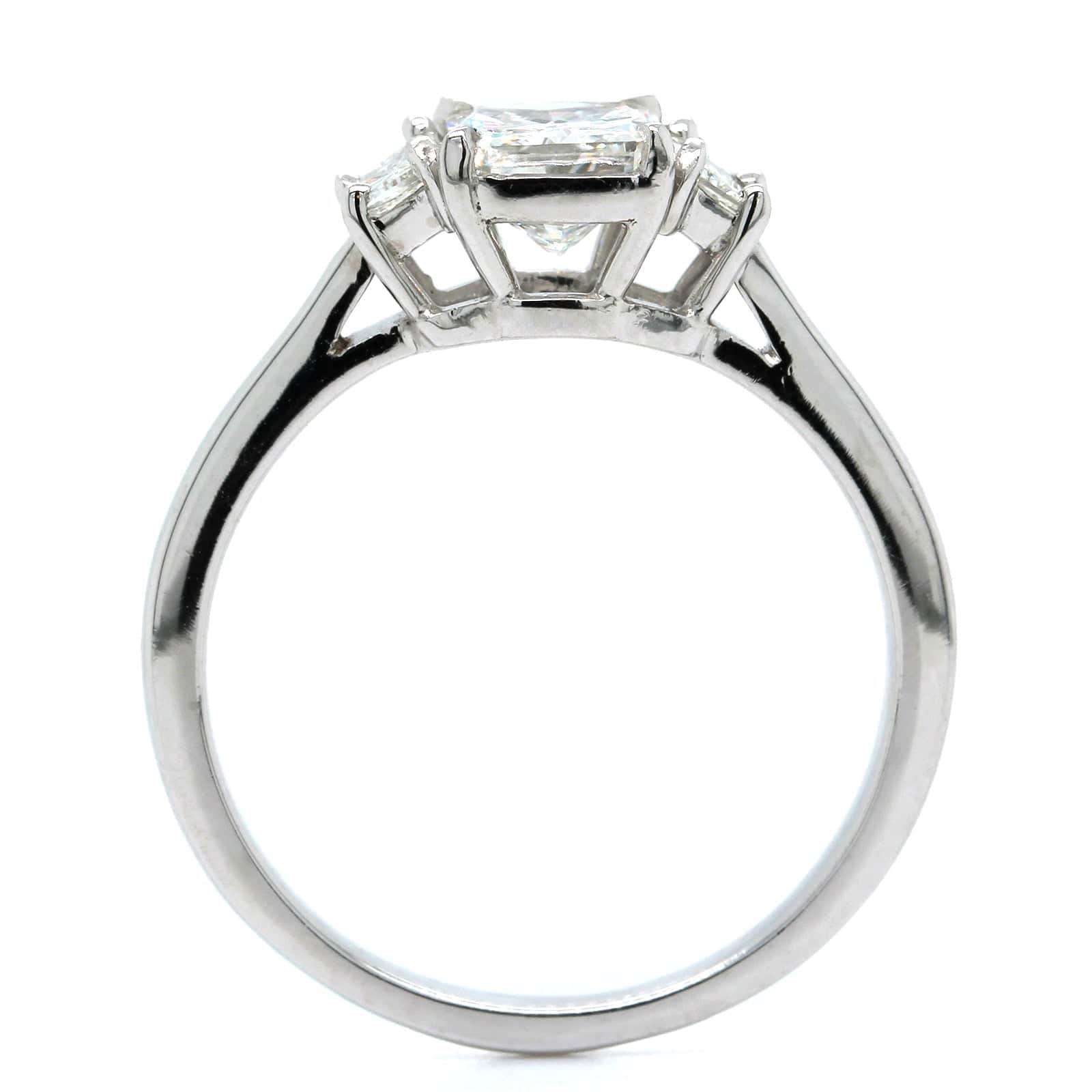 Platinum Radiant Cut Diamond 3 Stone Engagement Ring - Image 3