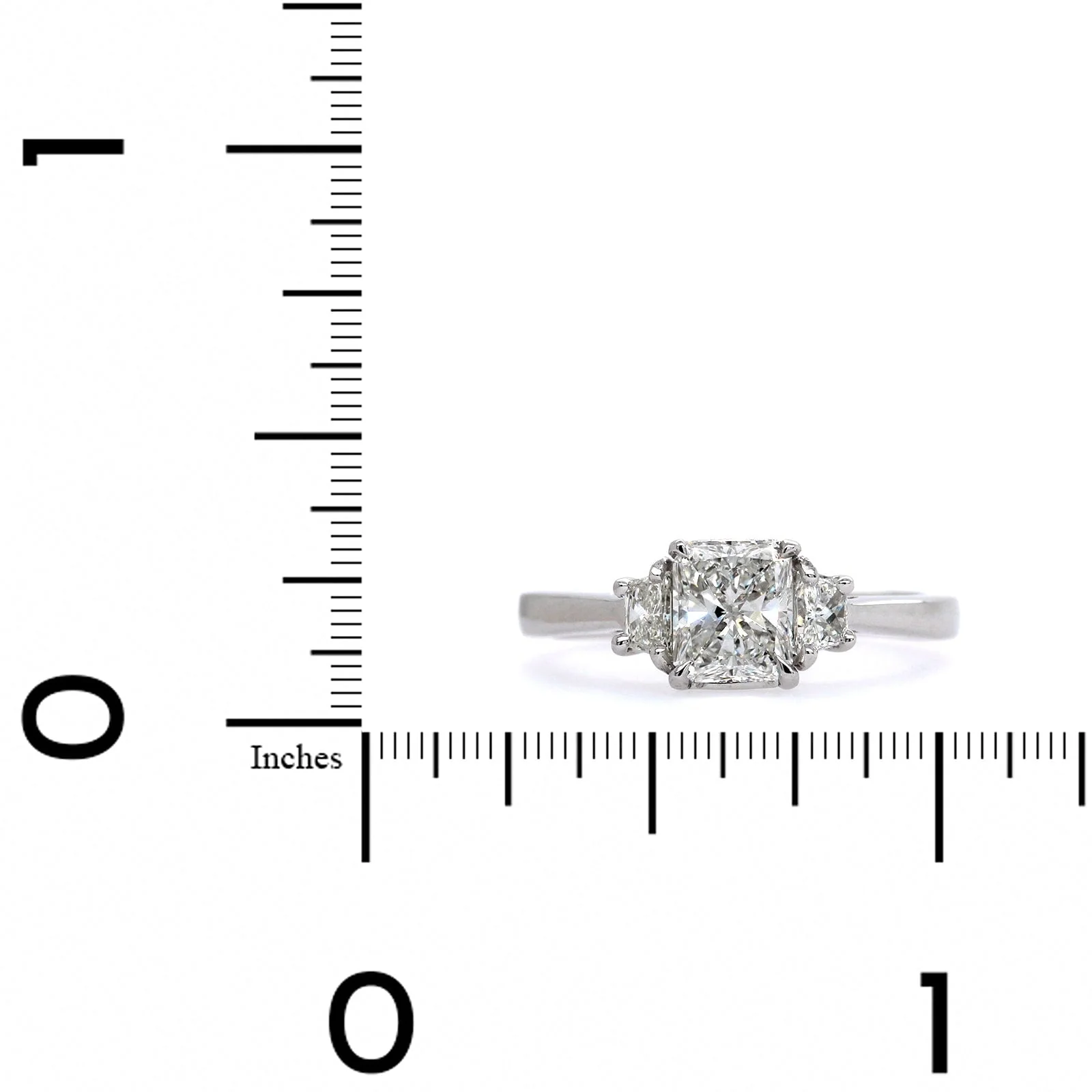 Platinum Radiant Cut Diamond 3 Stone Engagement Ring - Image 4
