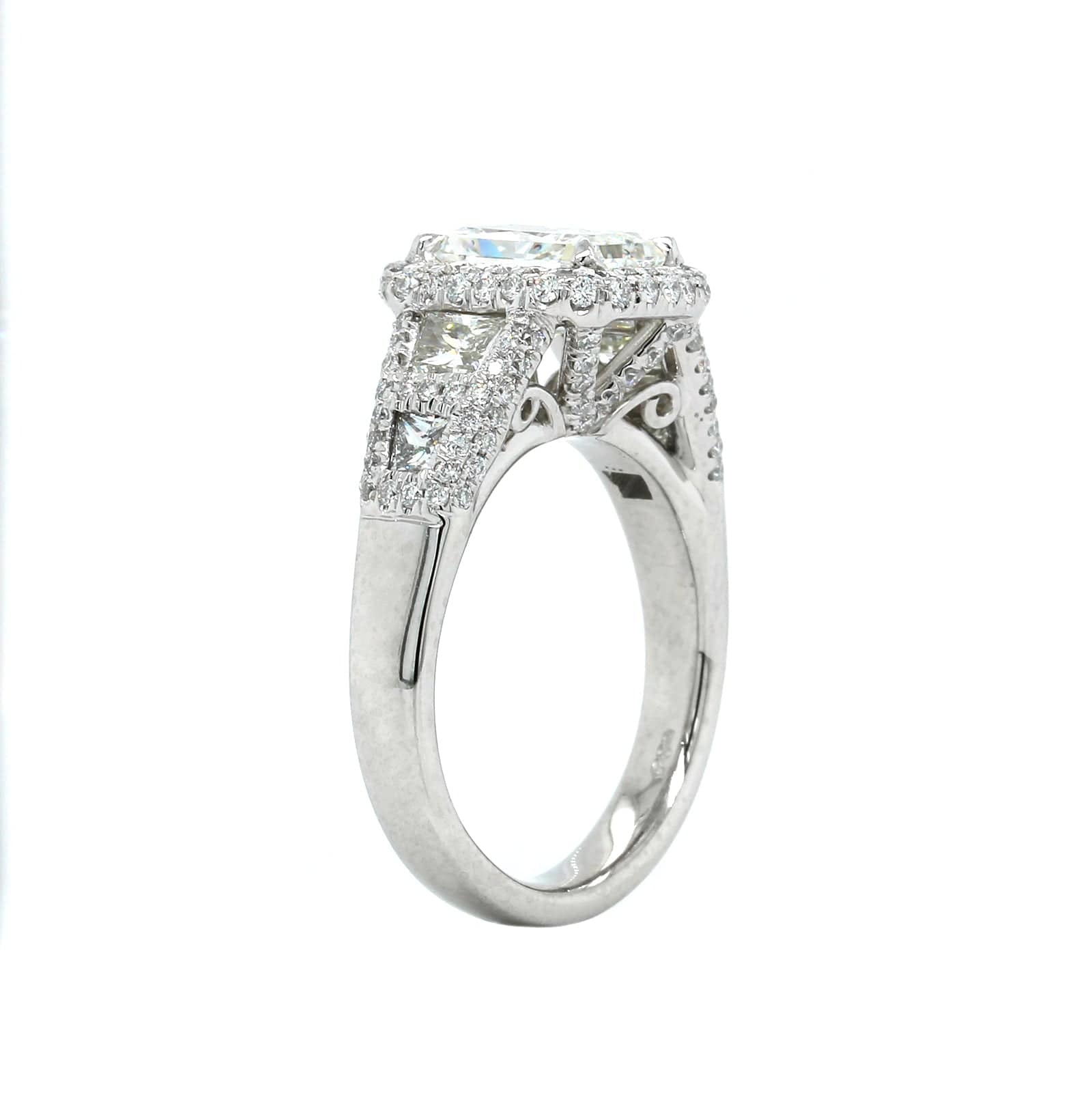 Platinum Radiant Cut Diamond with Trap Sides Engagement Ring - Image 2
