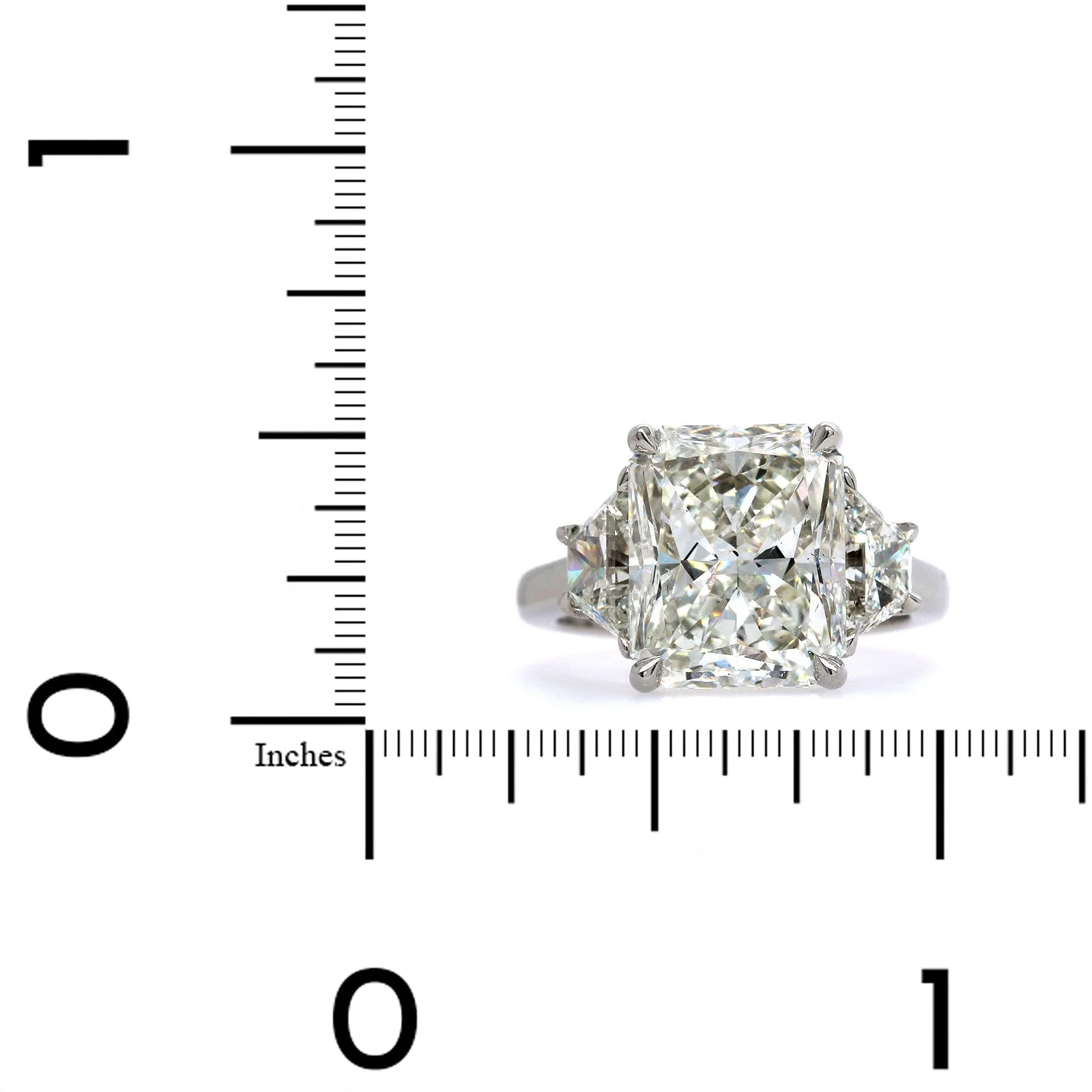 Platinum Radiant Cut Diamond 3 Stone Engagement Ring - Image 4