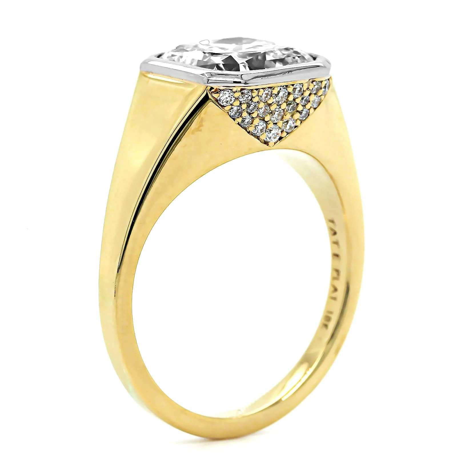 18K Yellow Gold and Platinum Radiant Diamond Engagement Ring - Image 2