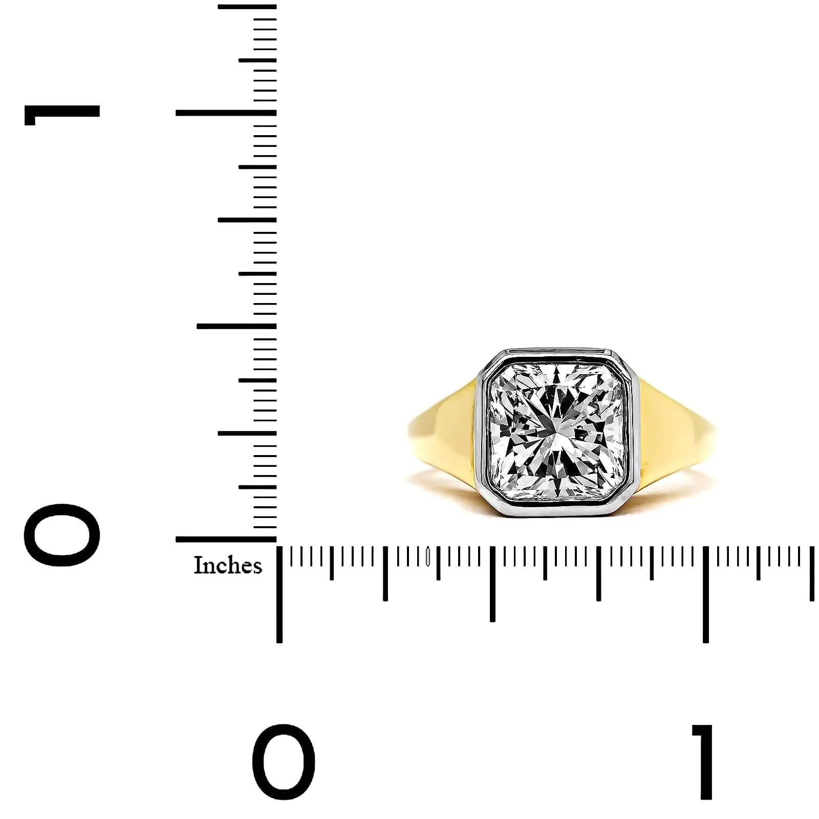 18K Yellow Gold and Platinum Radiant Diamond Engagement Ring - Image 3