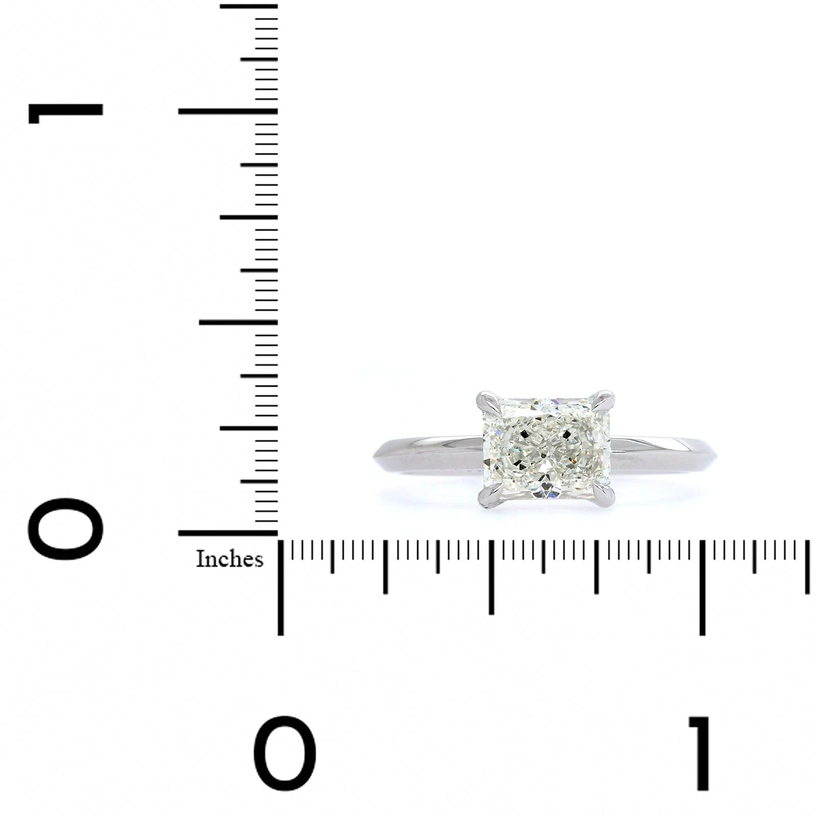 Platinum Solitaire Radiant Cut Diamond Engagement Ring - Image 4