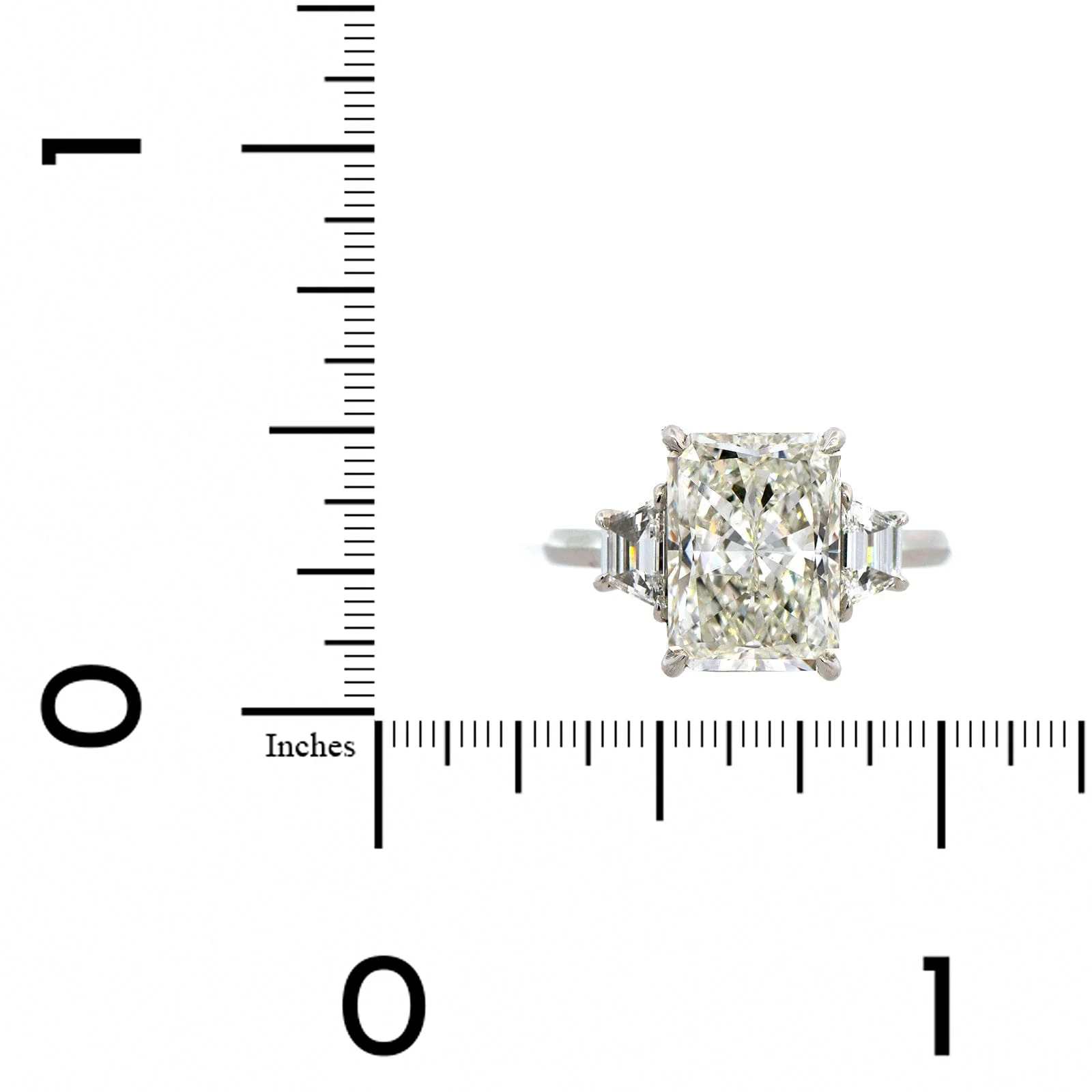 Platinum Radiant Cut Diamond Engagement Ring - Image 4