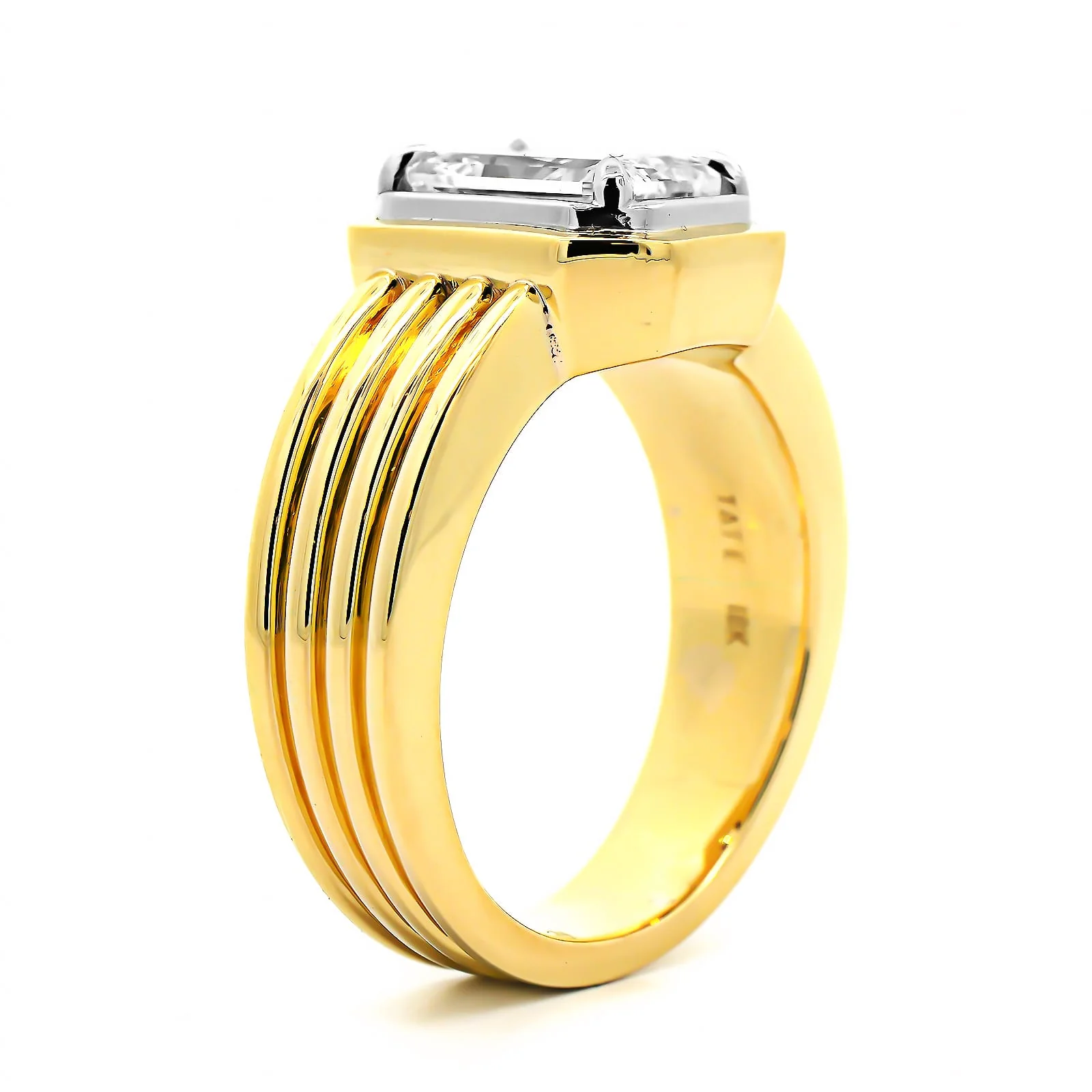 18K Yellow Gold and Platinum Radiant Cut Diamond Engagement Ring - Image 2