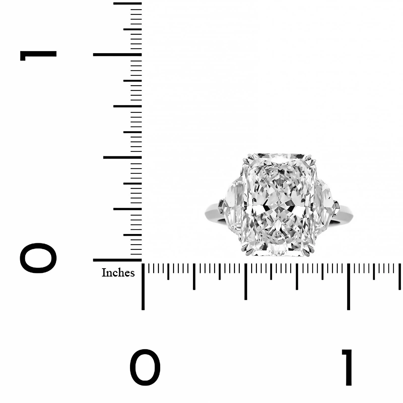 Platinum Radiant Cut Diamond 3 Stone Engagement Ring - Image 4