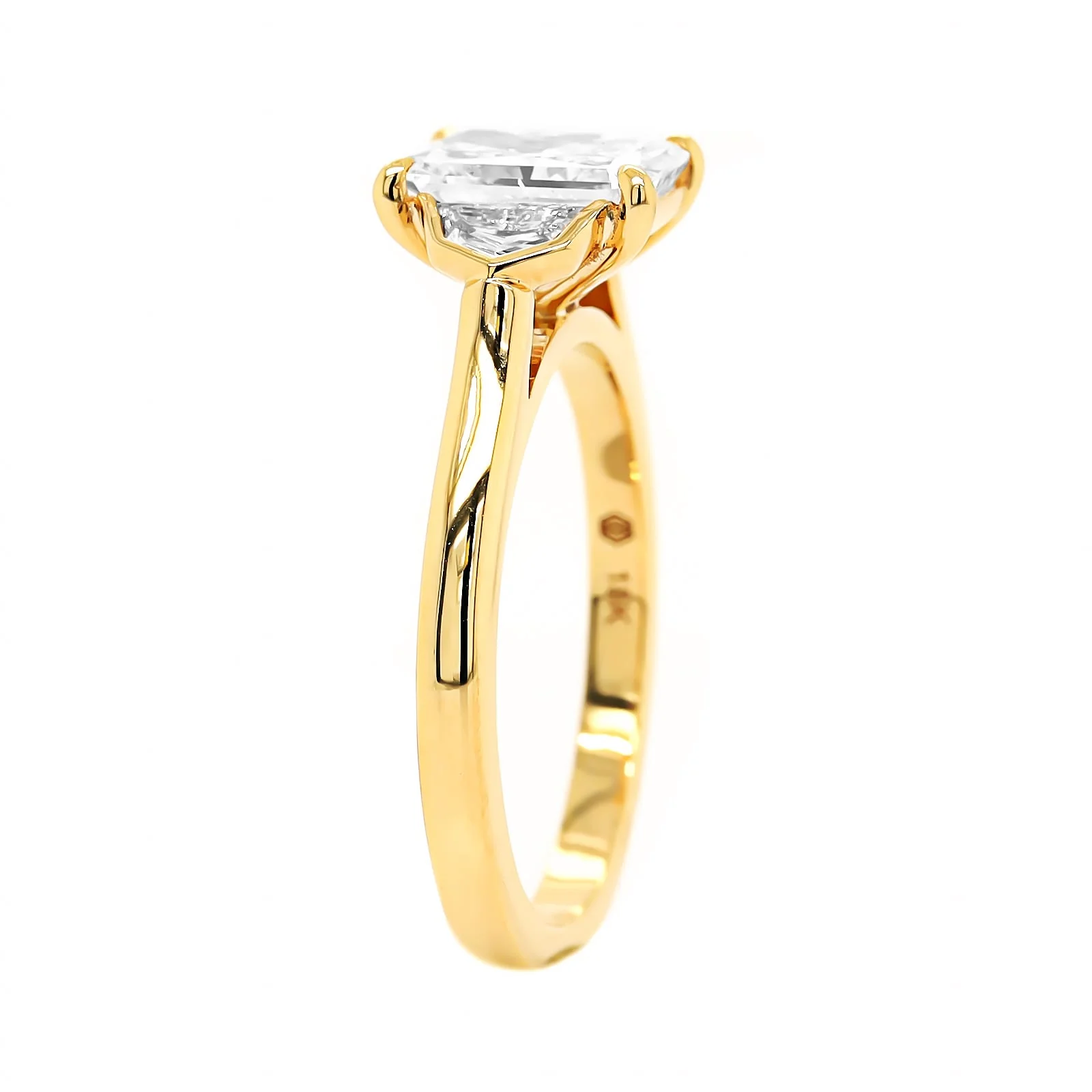 18K Yellow Gold Radiant and Cadillac Cut Diamond Engagement Ring - Image 2