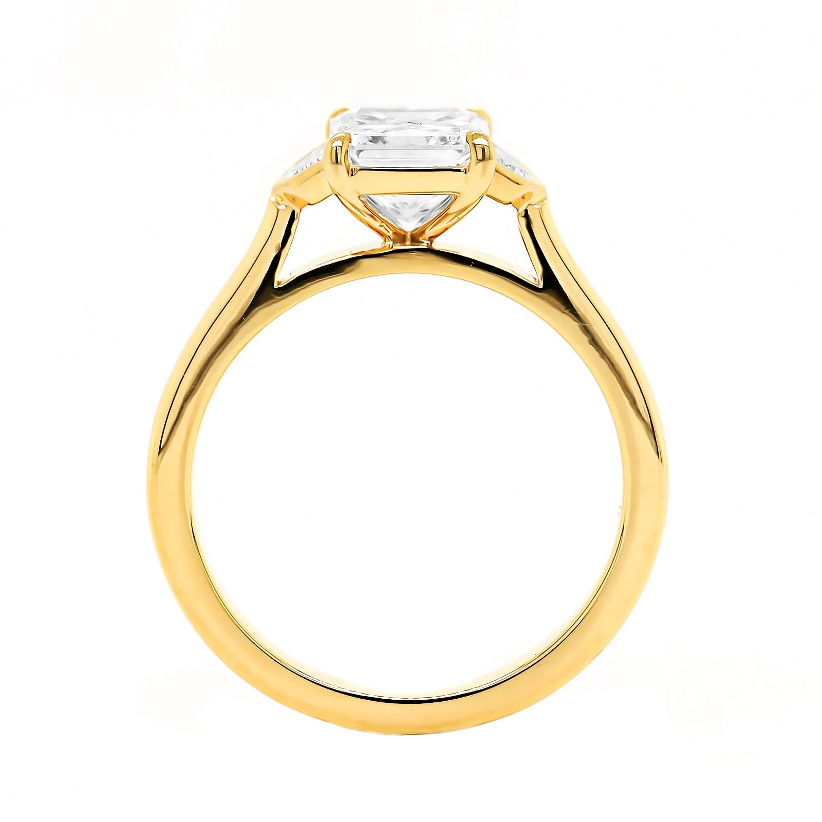 18K Yellow Gold Radiant and Cadillac Cut Diamond Engagement Ring - Image 3