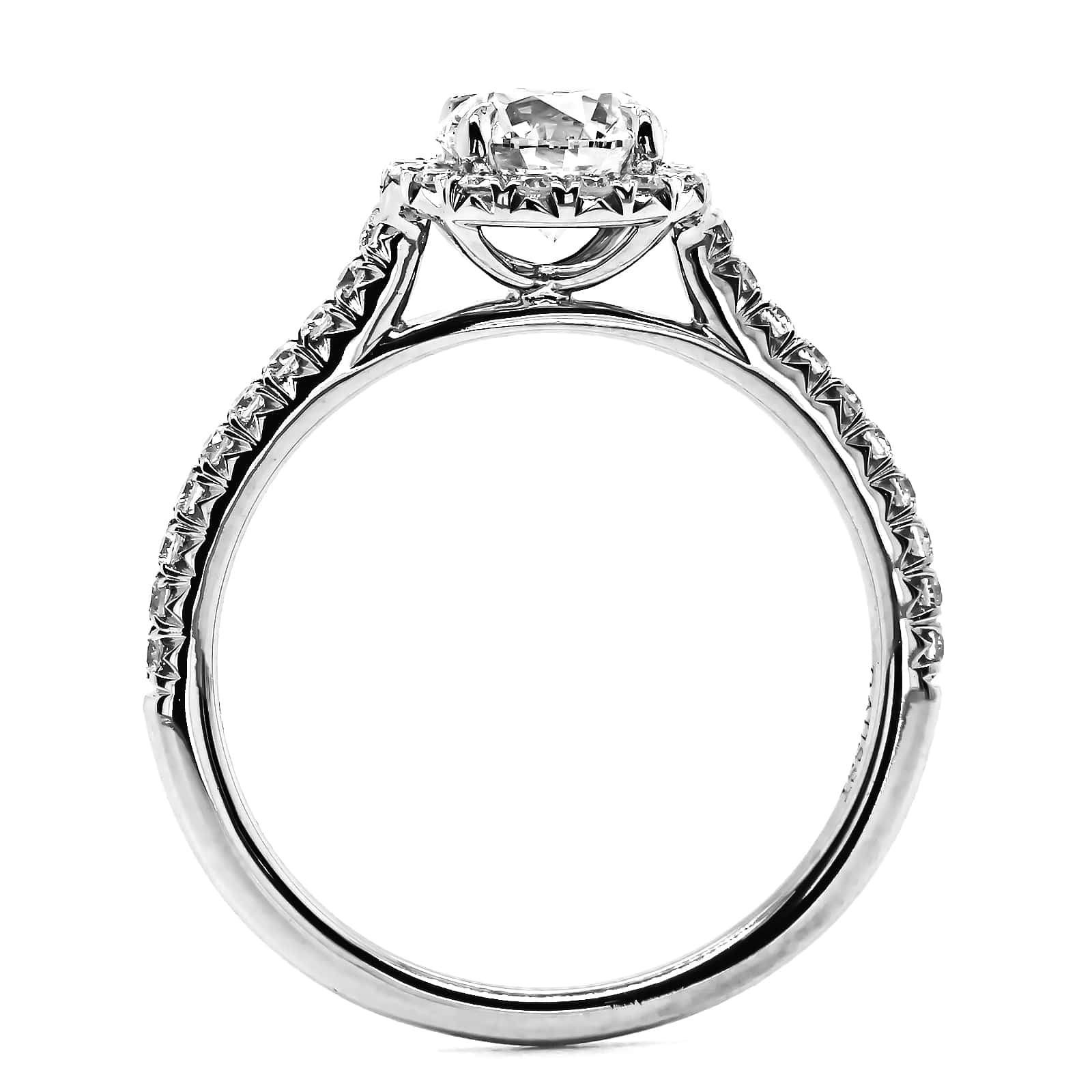 18K White Gold Round Diamond Halo Engagement Ring - Image 3