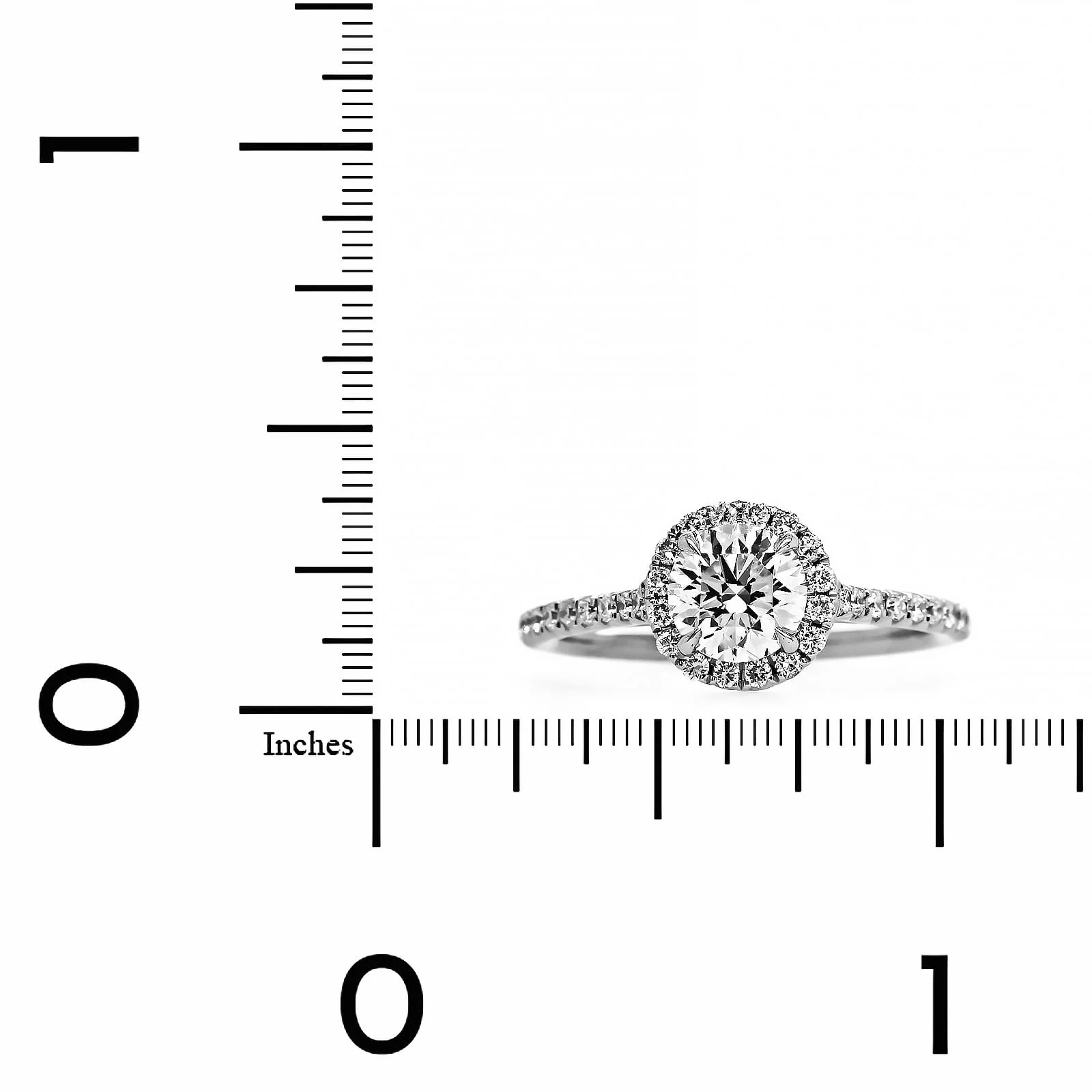 18K White Gold Round Diamond Halo Engagement Ring - Image 4