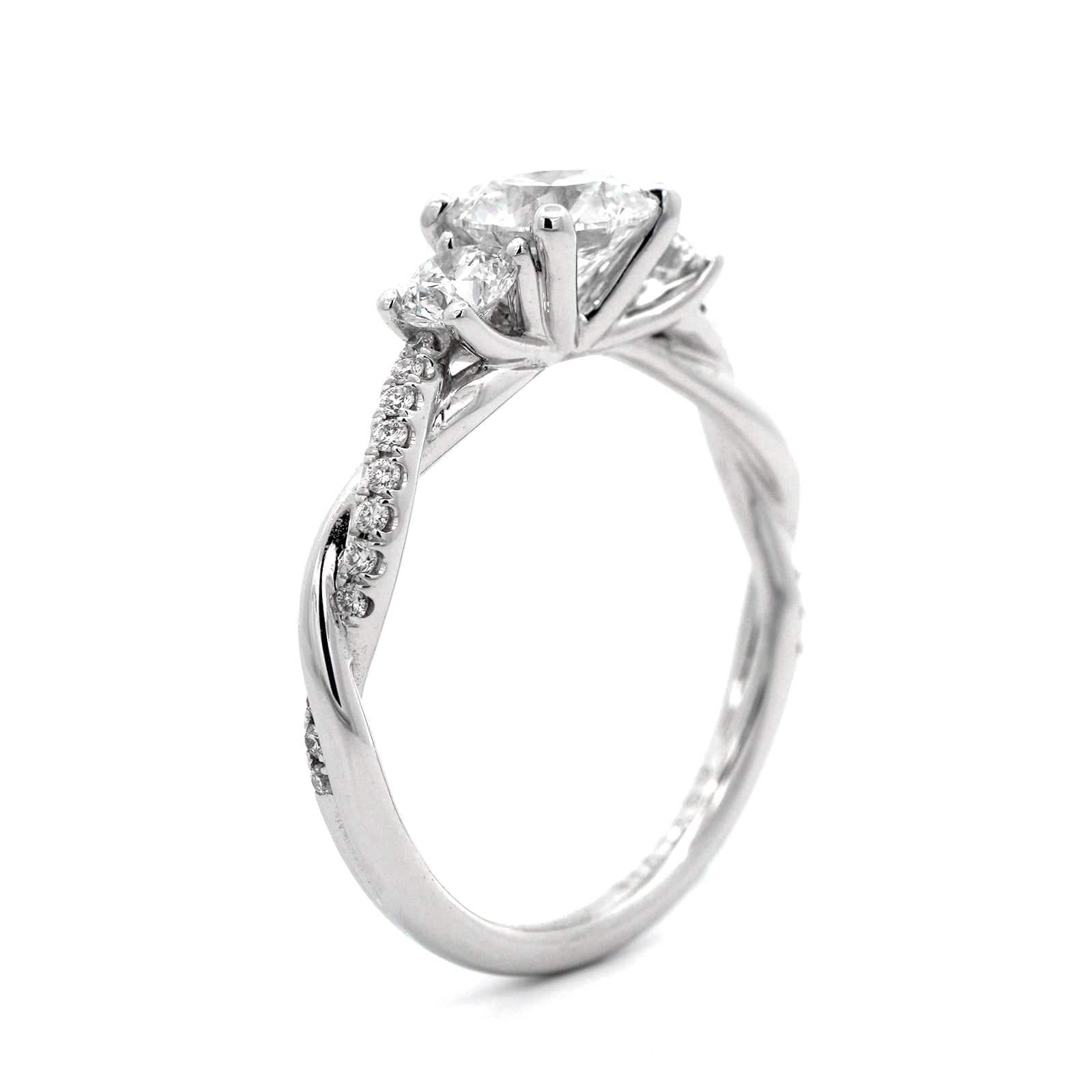 18K White Gold 3 Stone Diamond Engagement Ring - Image 2
