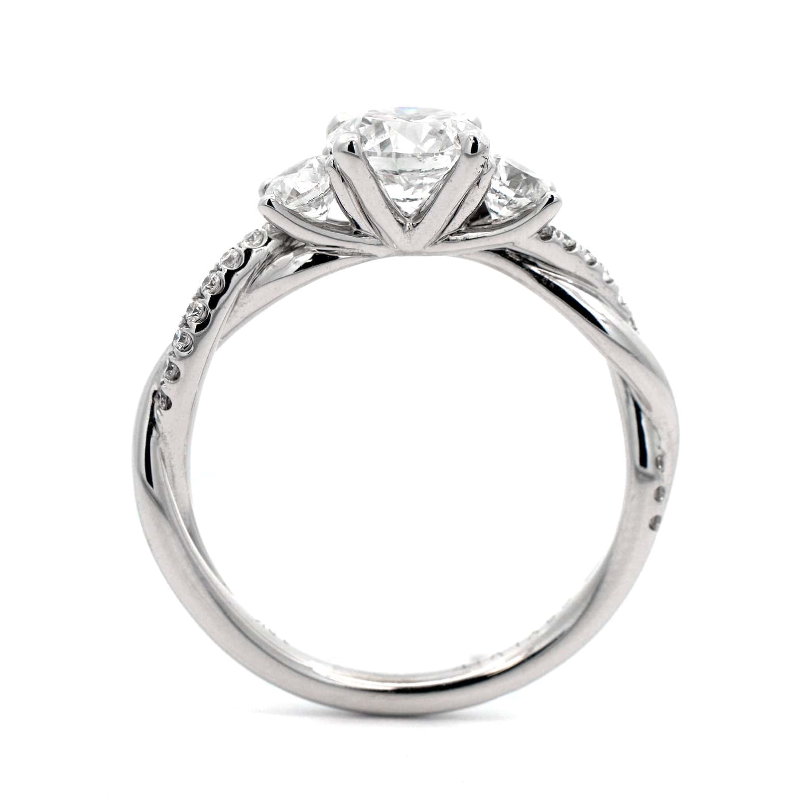 18K White Gold 3 Stone Diamond Engagement Ring - Image 3