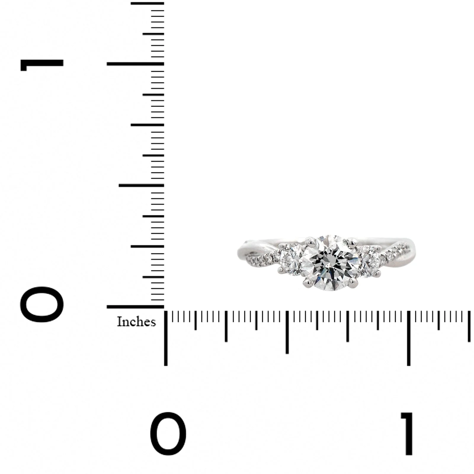 18K White Gold 3 Stone Diamond Engagement Ring - Image 4