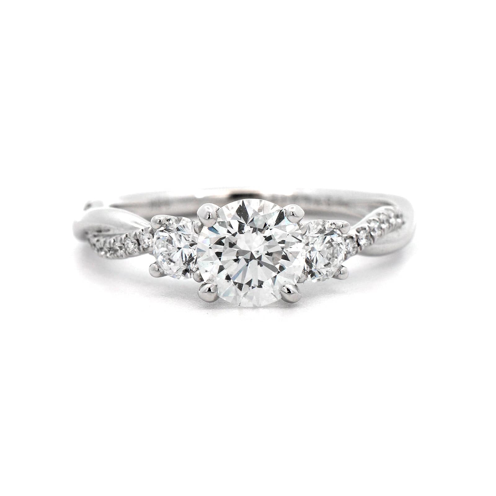 18K White Gold 3 Stone Diamond Engagement Ring - Image 5