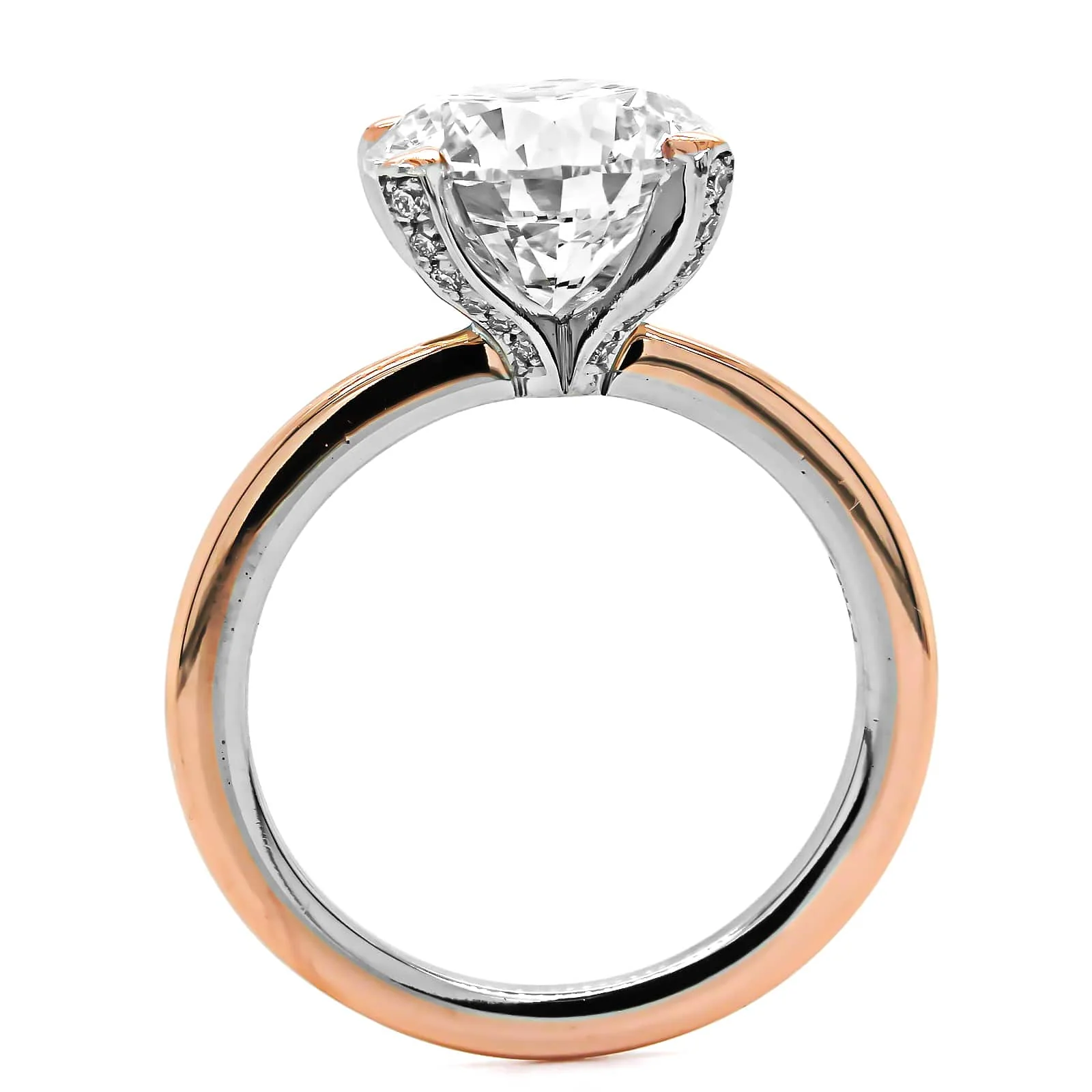 18K Rose Gold and Platinum Round Diamond Solitaire Engagement Ring - Image 3