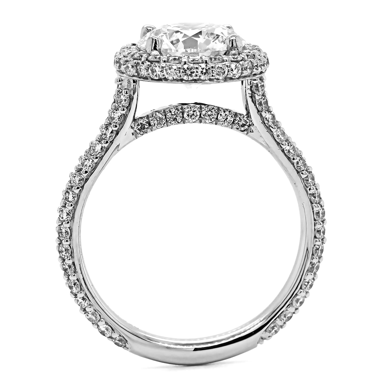 Platinum Round Diamond Halo Engagement Ring - Image 3