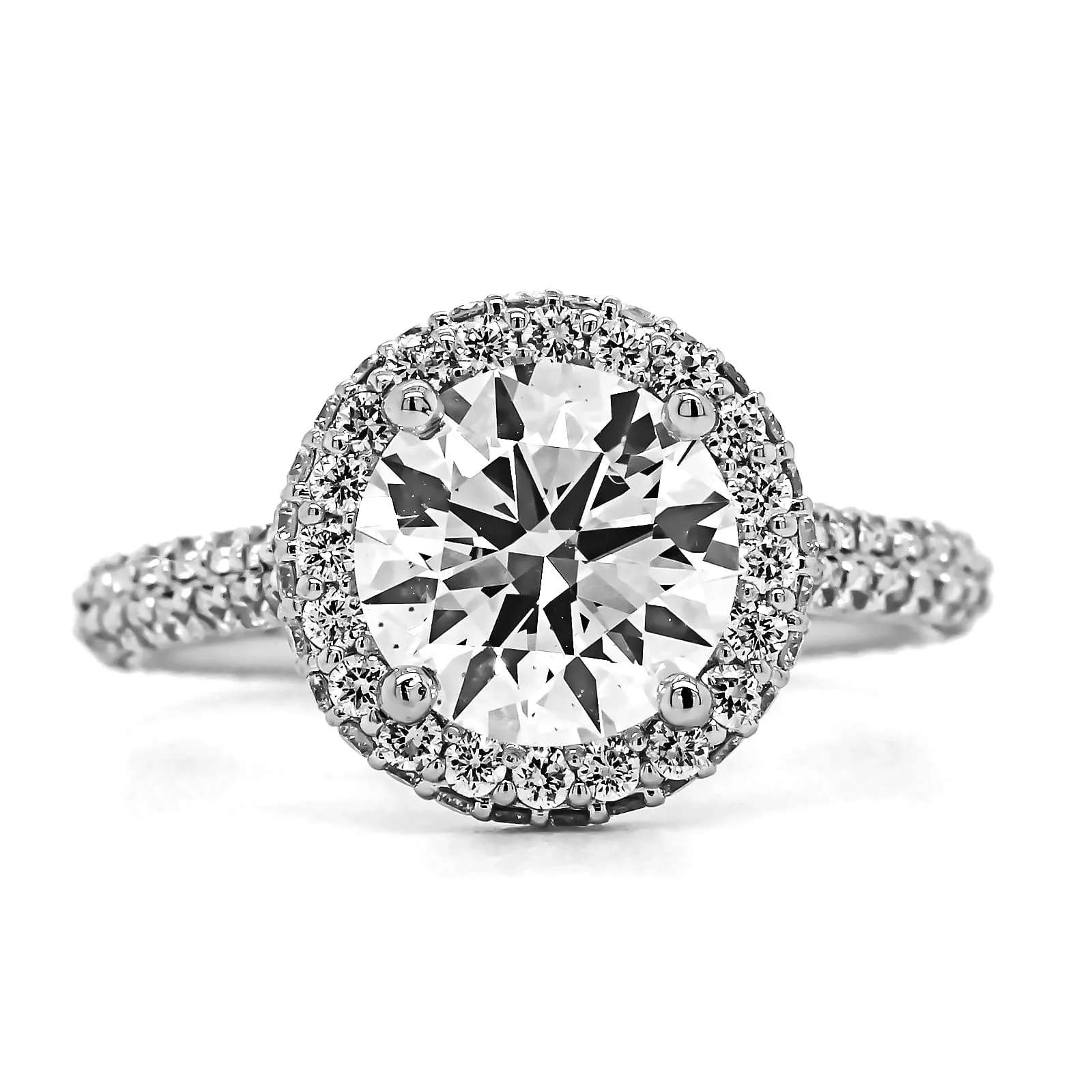 Platinum Round Diamond Halo Engagement Ring - Image 4