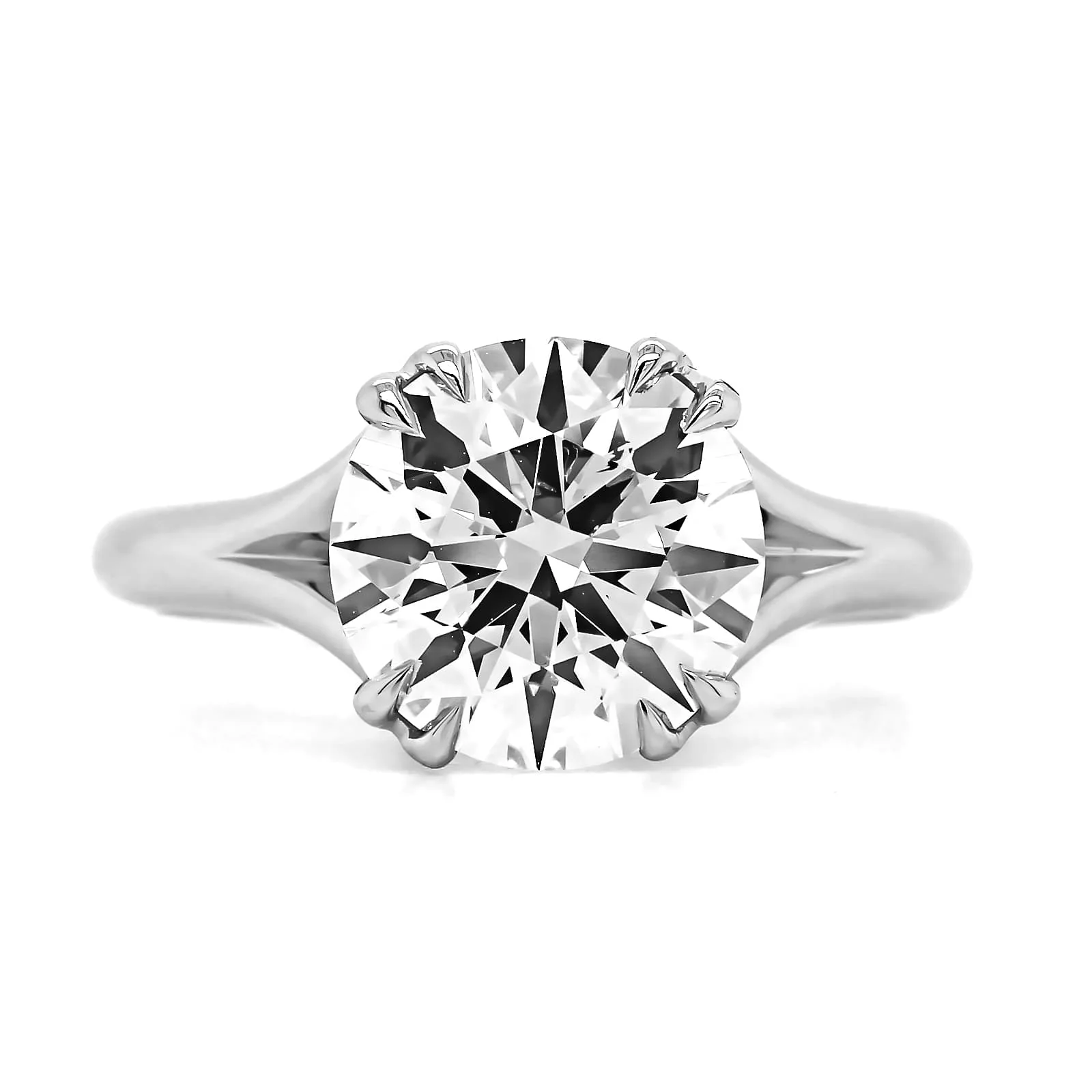 Platinum Round Diamond Split Shank Engagement Ring