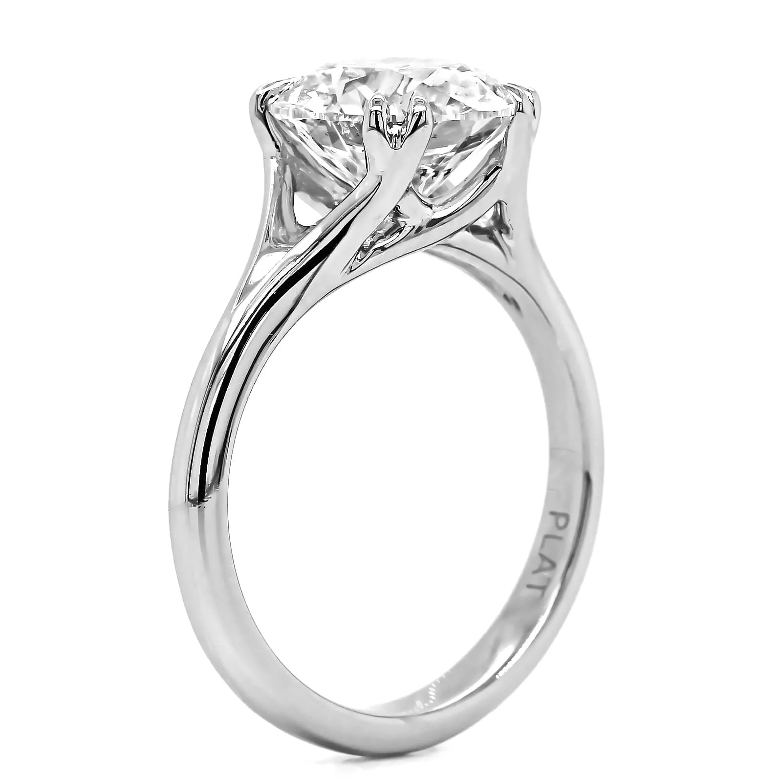 Platinum Round Diamond Split Shank Engagement Ring - Image 2