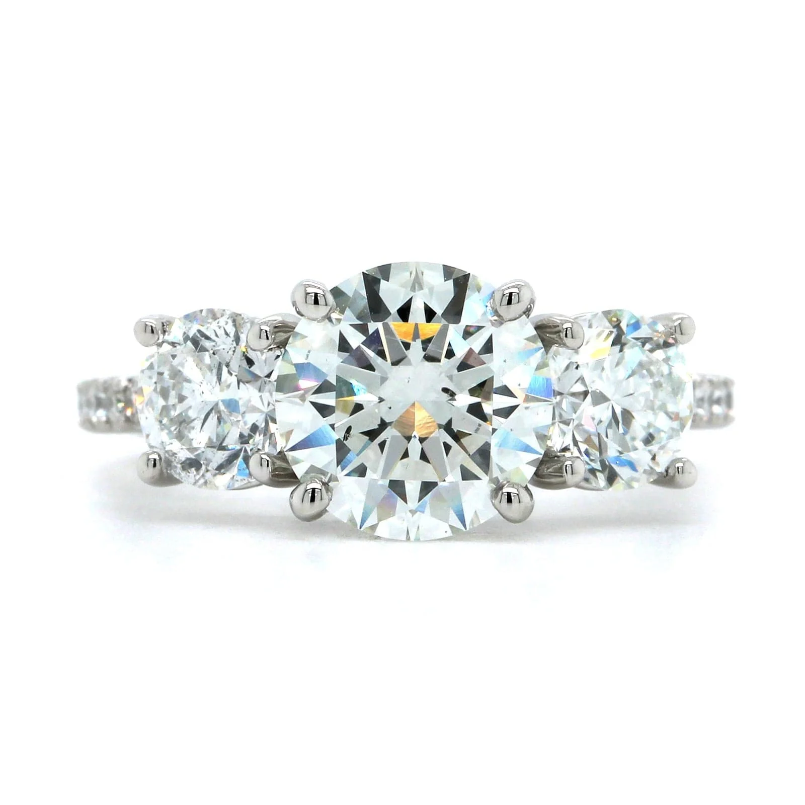 Platinum Round Diamond 3 Stone Engagement Ring