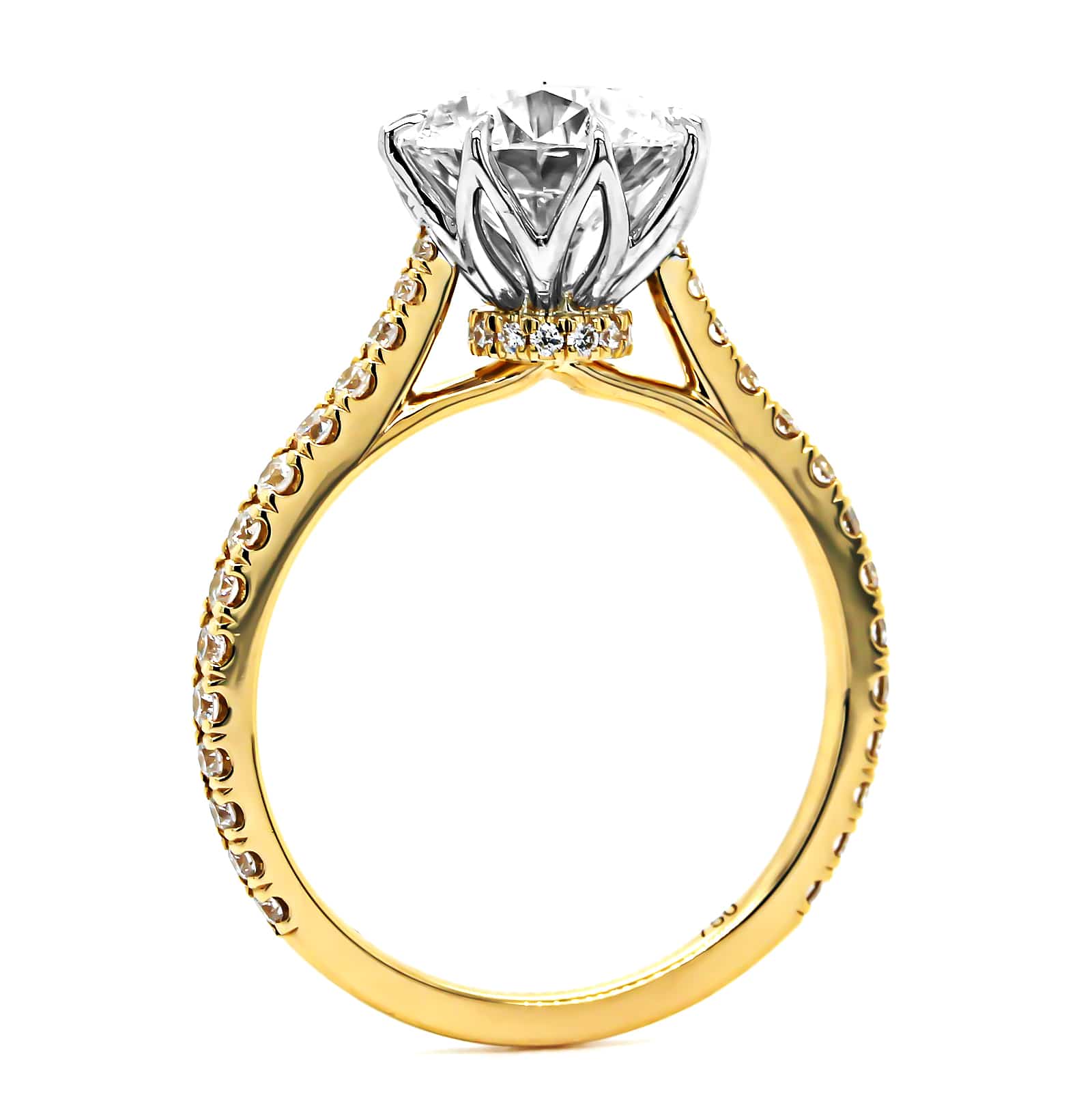 18K Yellow Gold Round Diamond Engagement Ring - Image 3